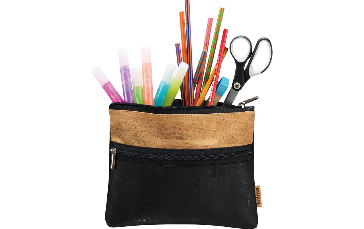 Kolma Reissverschlusstasche – 148 × 210 mm, Kork, Schwarz/Braun – 1 Stück
