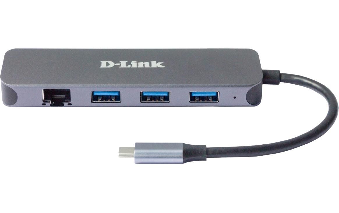 D-Link DUB-2334 Multiport-Adapter – USB-C, 3× USB-A, 60 W PD, GbE, für Windows/Mac