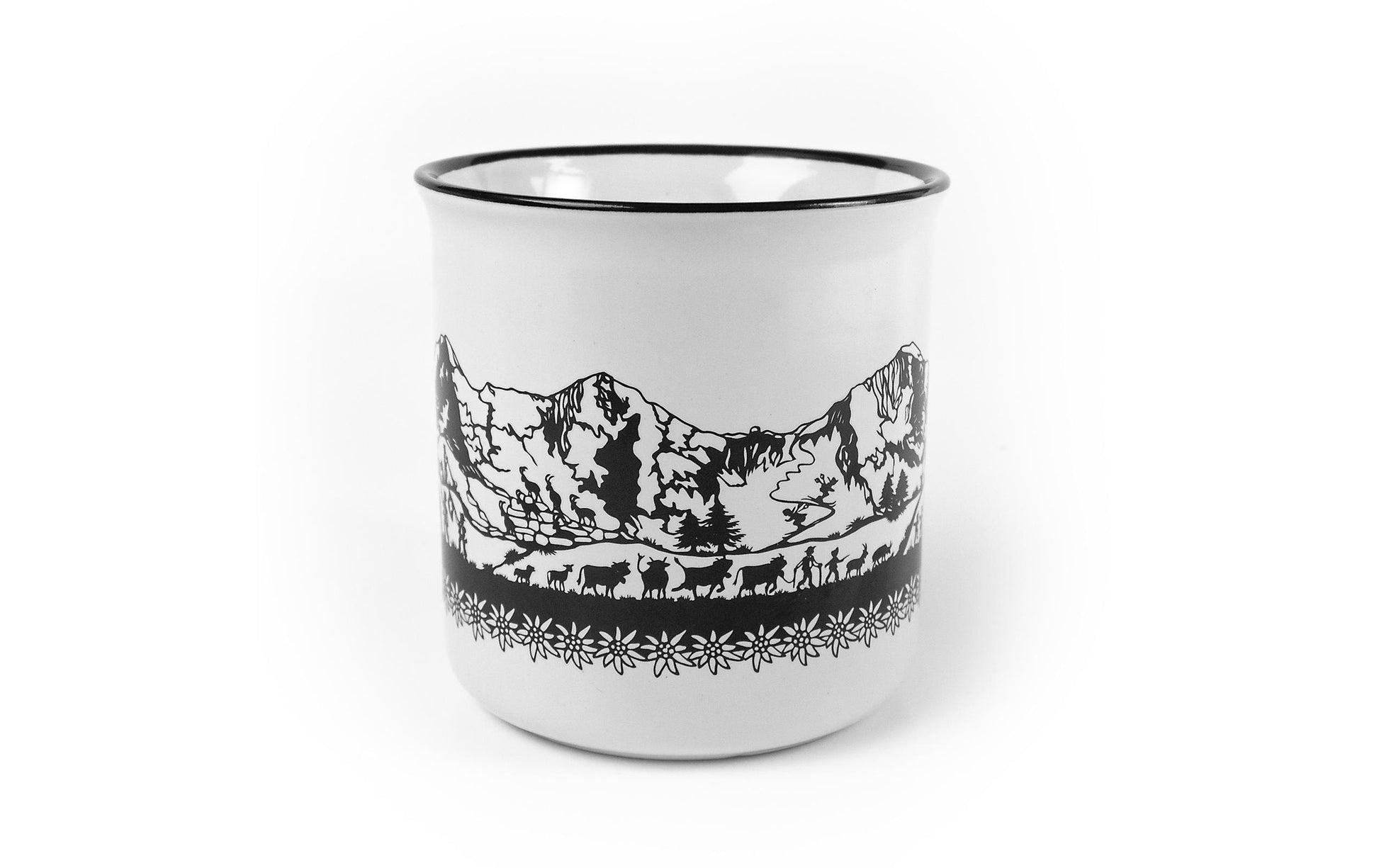 Trendform Tasse SWISS TRADITION – 350 ml, Ø 9 cm, H 9,3 cm, Keramik, Schwarz/Weiss, spülmaschinenfest