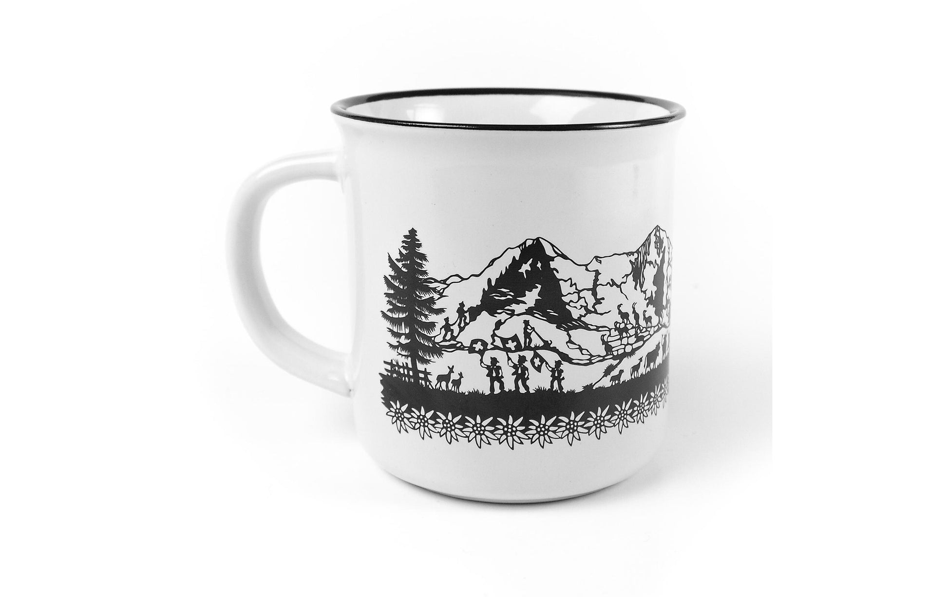 Trendform Tasse SWISS TRADITION – 350 ml, Ø 9 cm, H 9,3 cm, Keramik, Schwarz/Weiss, spülmaschinenfest