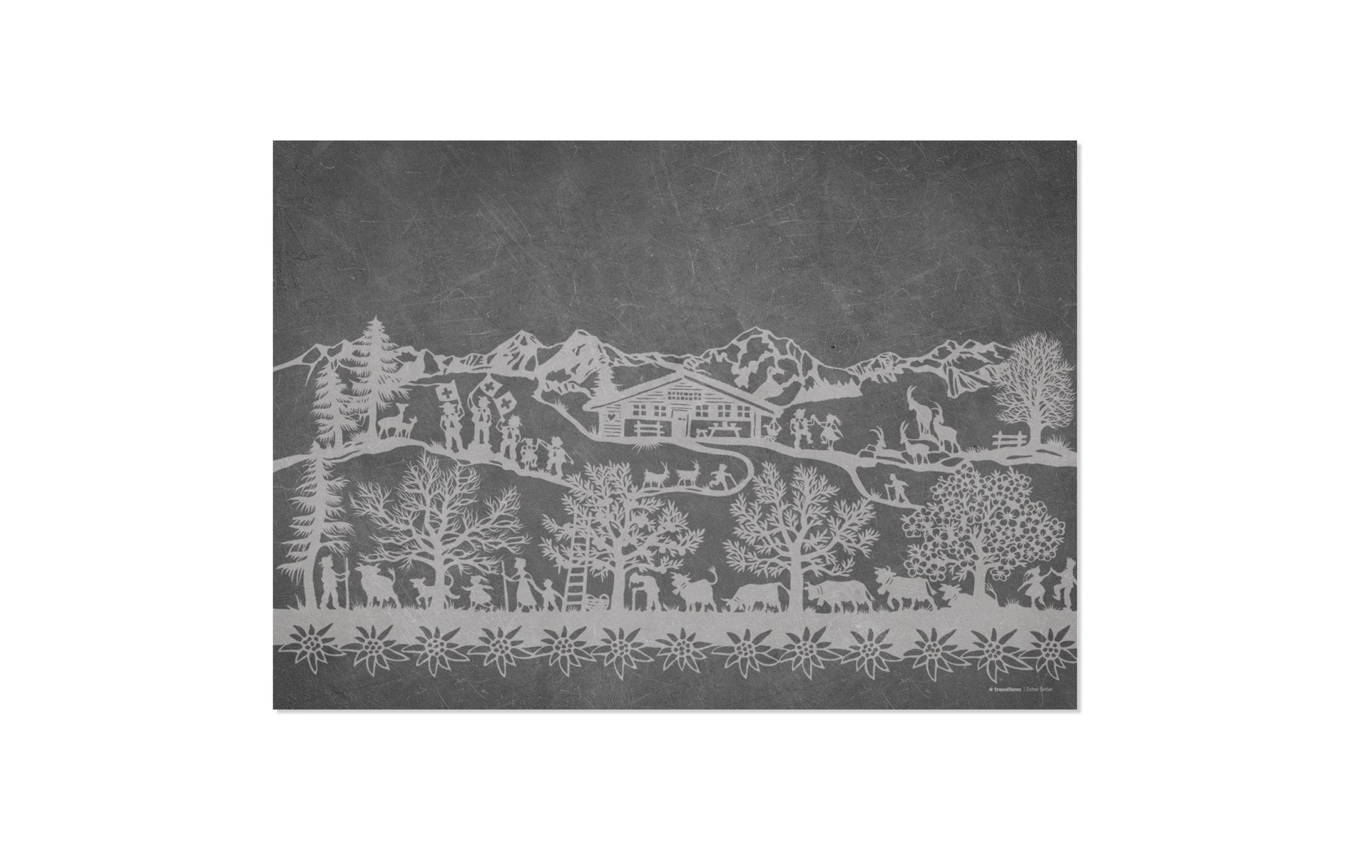 Trendform Tischset SWISS Tradition 9, Papier/Karton, Waldmotiv – 42 × 29,7 cm – FSC – 48 Stk.