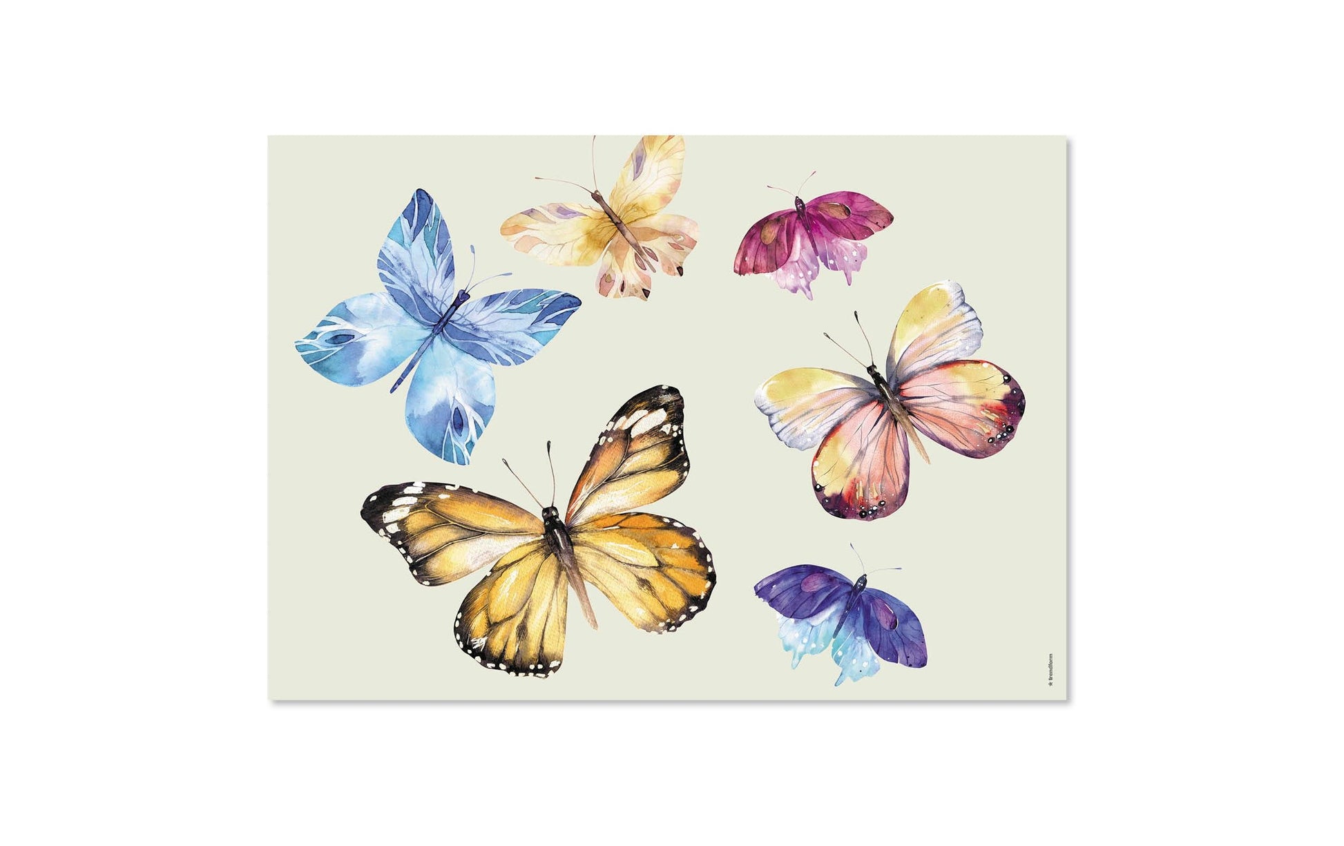 Trendform Tischset Fly Away – Papier, Schmetterlingsmotiv, 42 × 29,7 cm – 48 Stk.