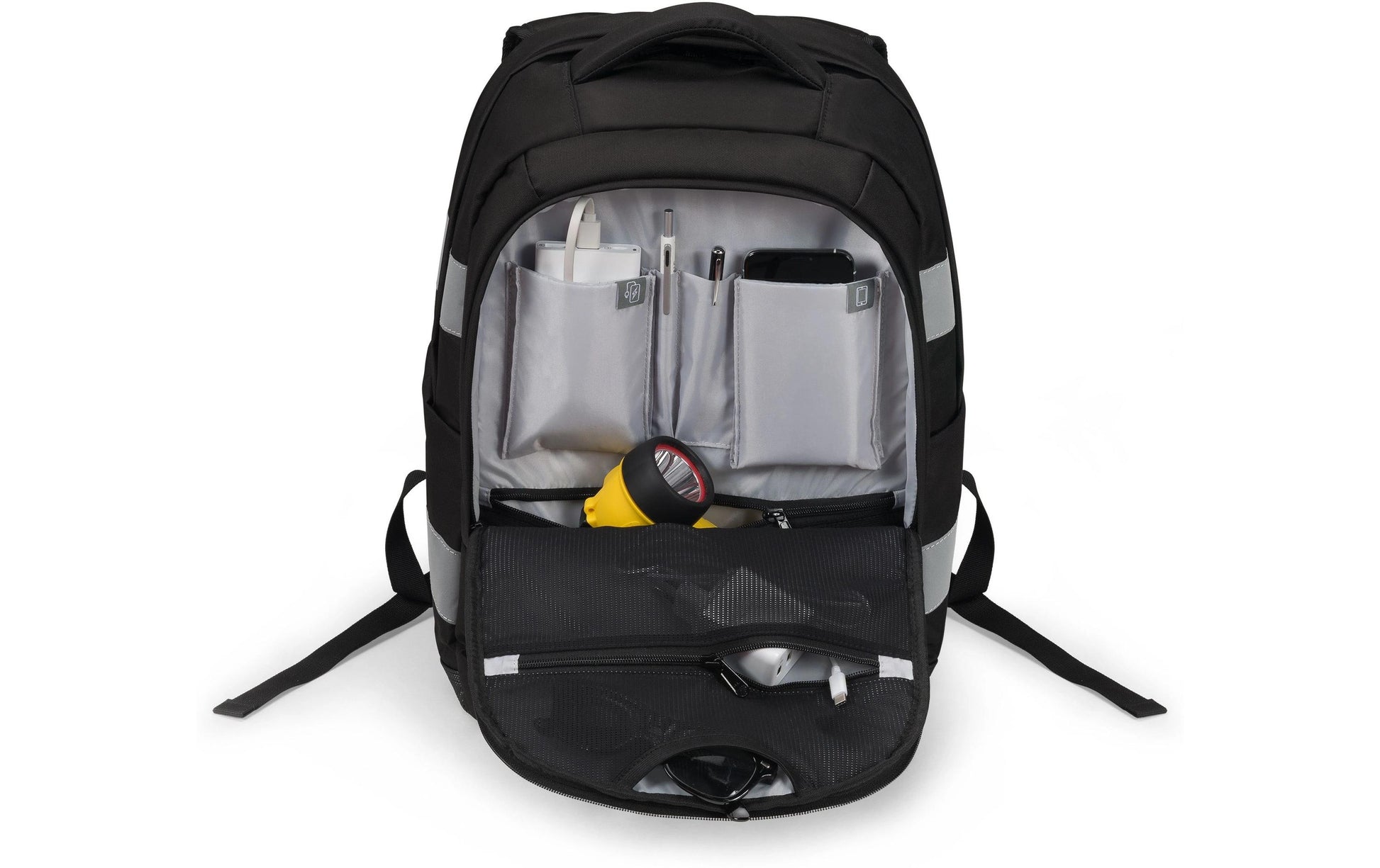 DICOTA Freizeit-Rucksack – 25 l, schwarz, reflektierend