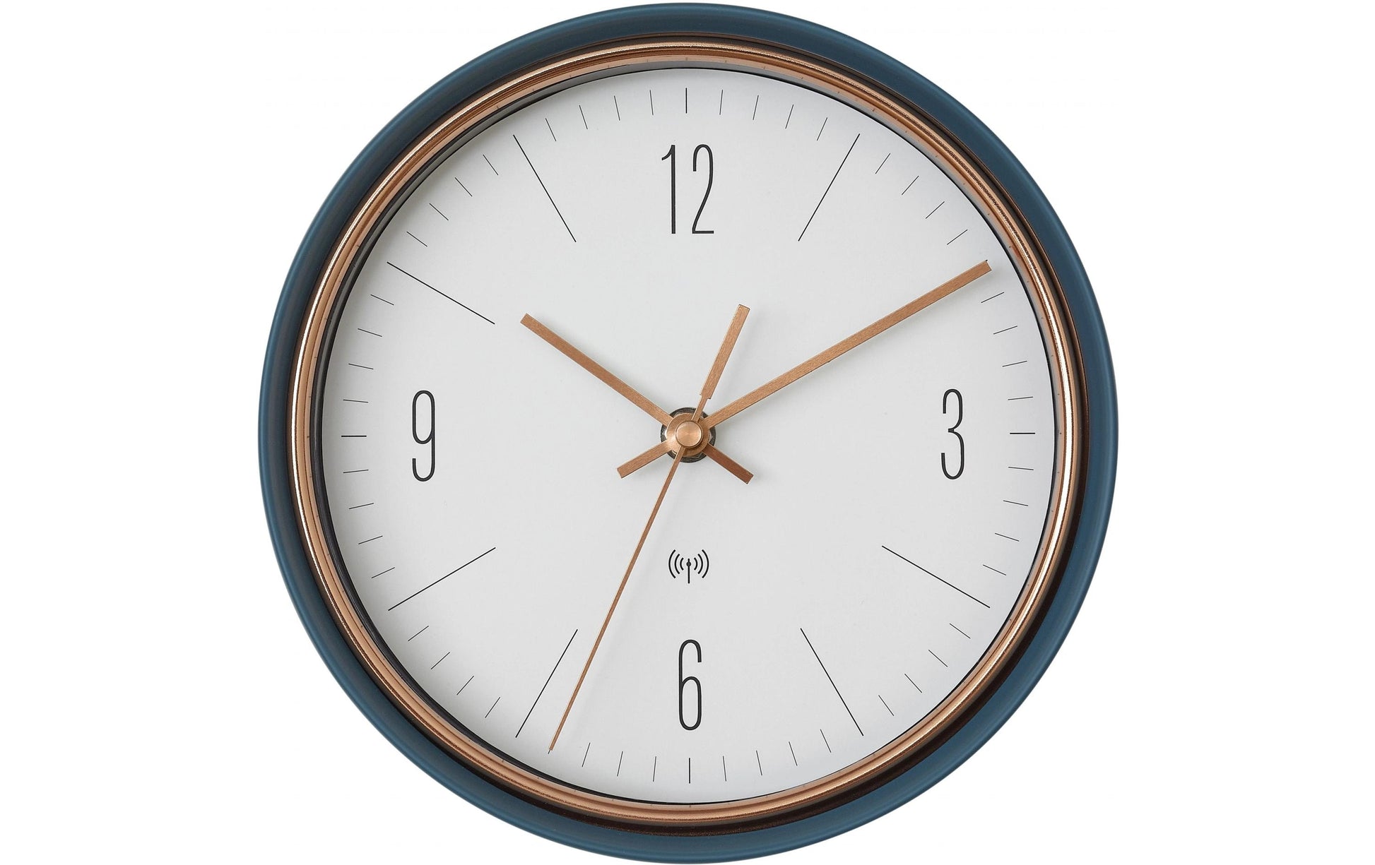 TFA-Dostmann TFA Dostmann Wanduhr – Funk, analog, Ø 22,3 cm, blau, Metall/Glas