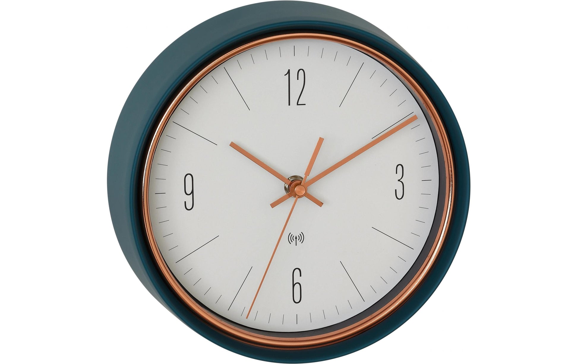 TFA-Dostmann TFA Dostmann Wanduhr – Funk, analog, Ø 22,3 cm, blau, Metall/Glas