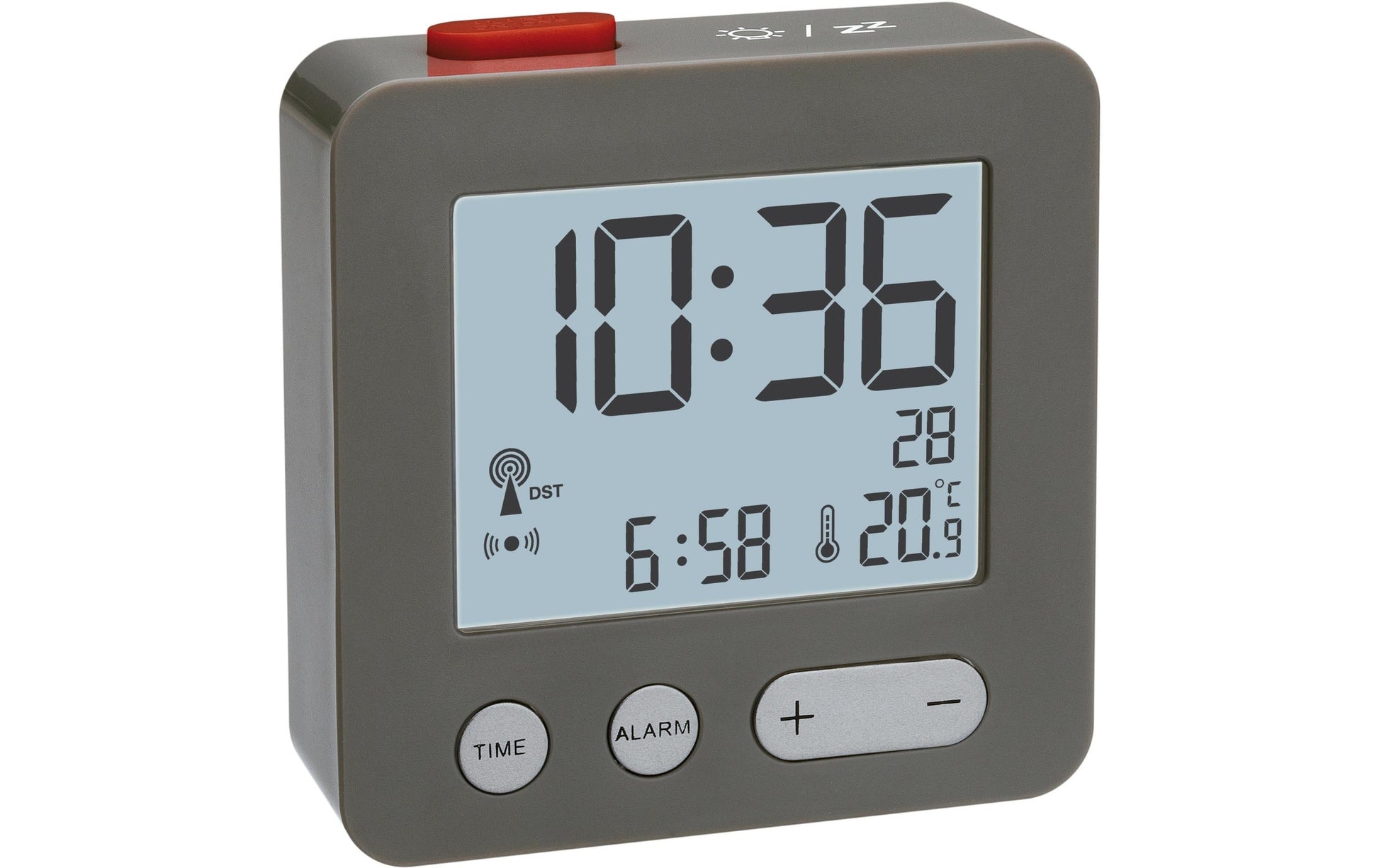 TFA-Dostmann TFA Dostmann Digitalwecker – Funk, Schlummerfunktion, Thermometer, 2,2 × 6,6 × 6,8 cm, Schwarz, Kunststoff