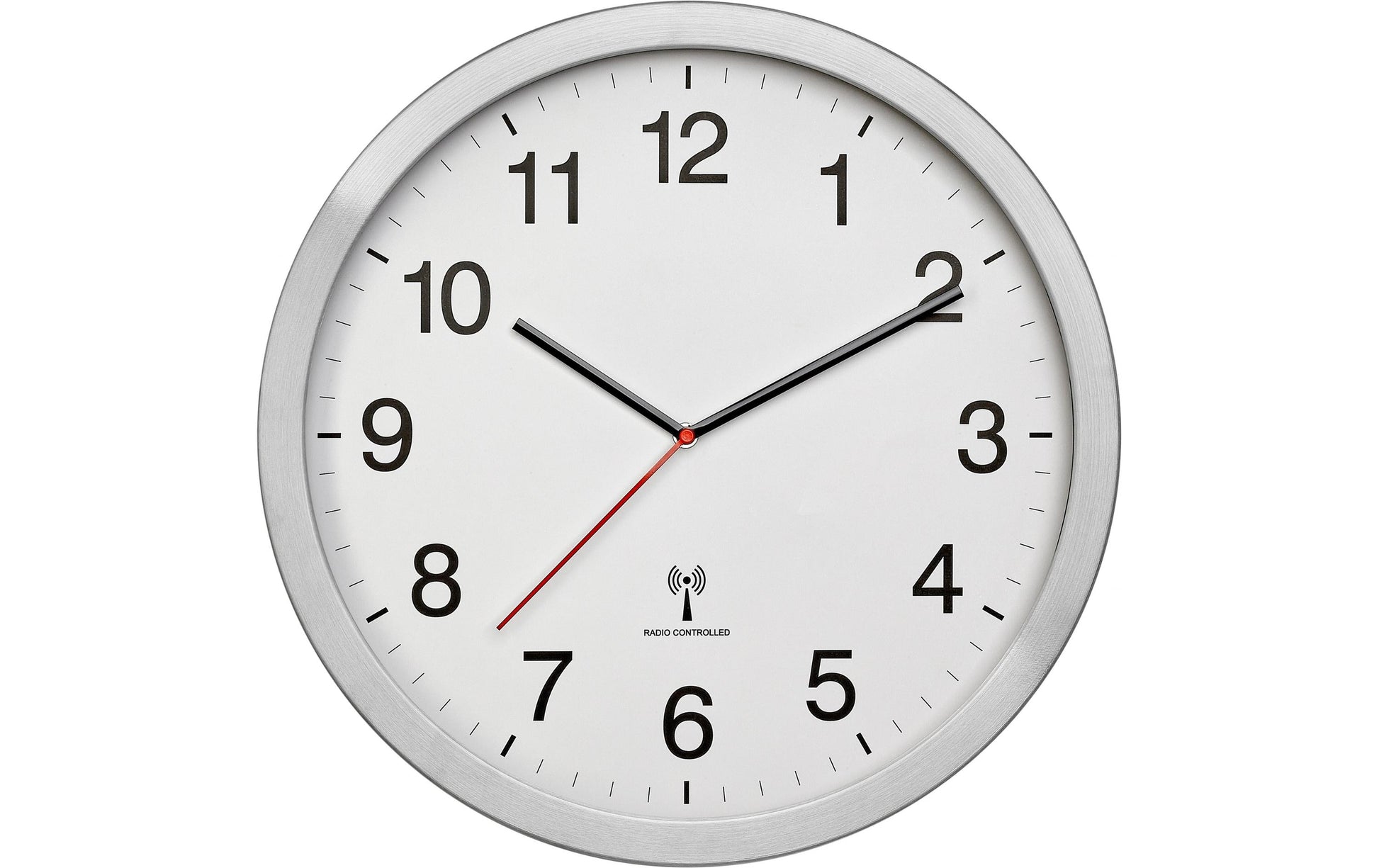 TFA-Dostmann TFA Dostmann Wanduhr – Funk, analog, Ø 40 cm, Silber, Metall/Glas