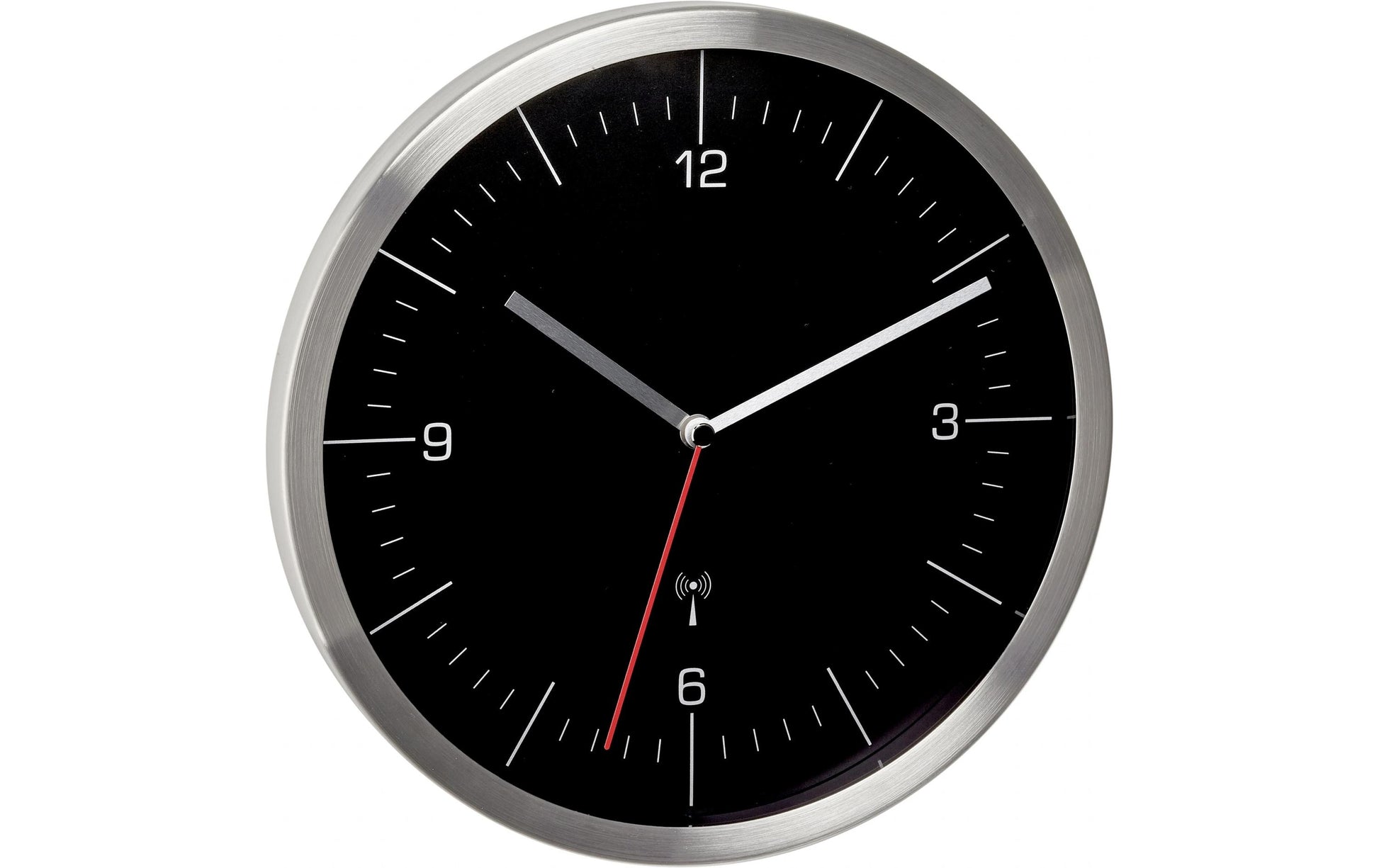 TFA-Dostmann TFA Dostmann Wanduhr – Funk, analog, Ø 24,5 cm, Silber, Edelstahl