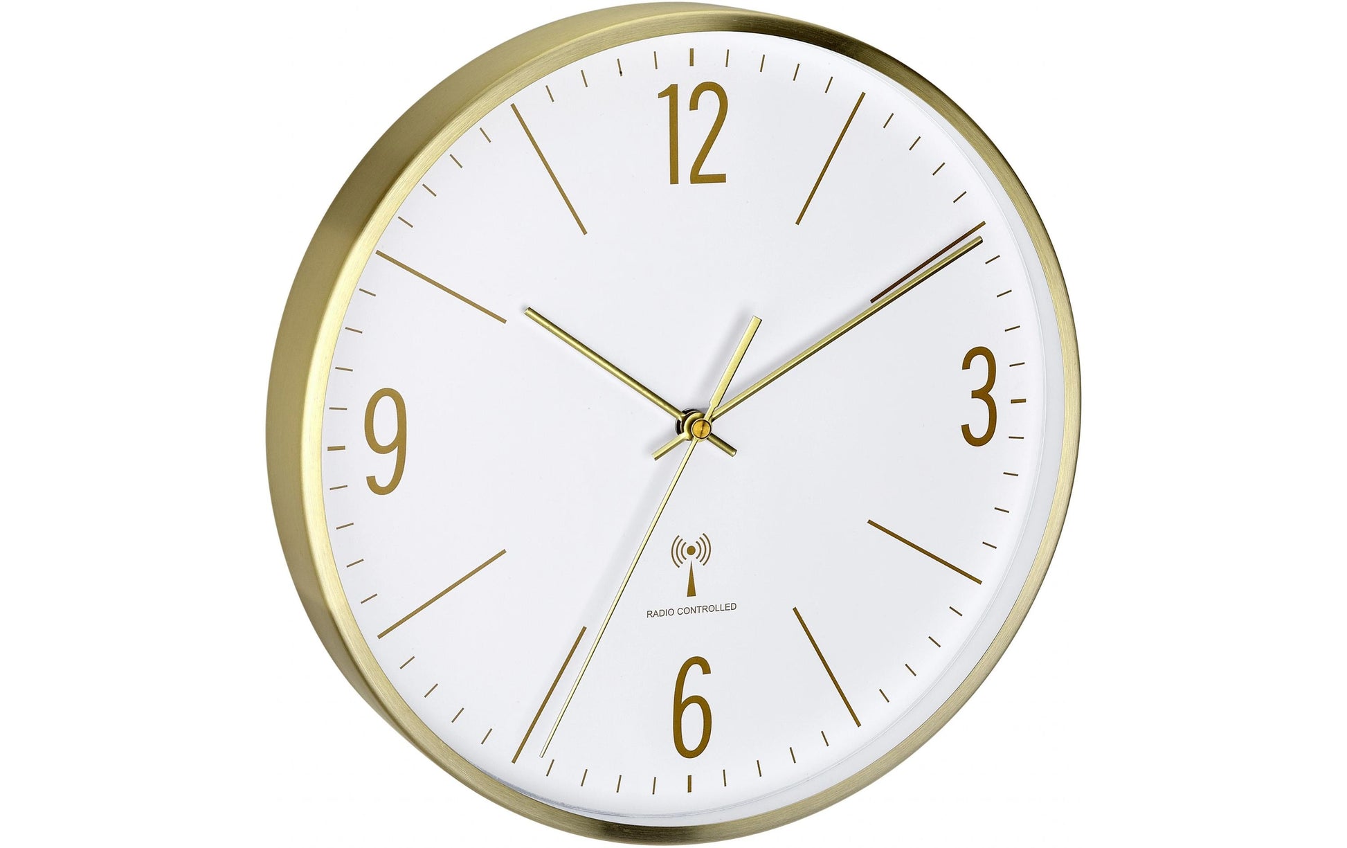 TFA-Dostmann TFA Dostmann Wanduhr – Funk, analog, Ø 30 cm, gold, Metall/Kunststoff