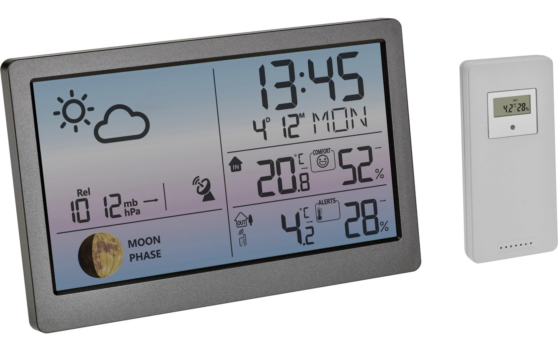 TFA-Dostmann TFA Dostmann Luna Sky – Wetterstation, Funk (433 MHz), innen/aussen, Thermometer & Hygrometer – Silber