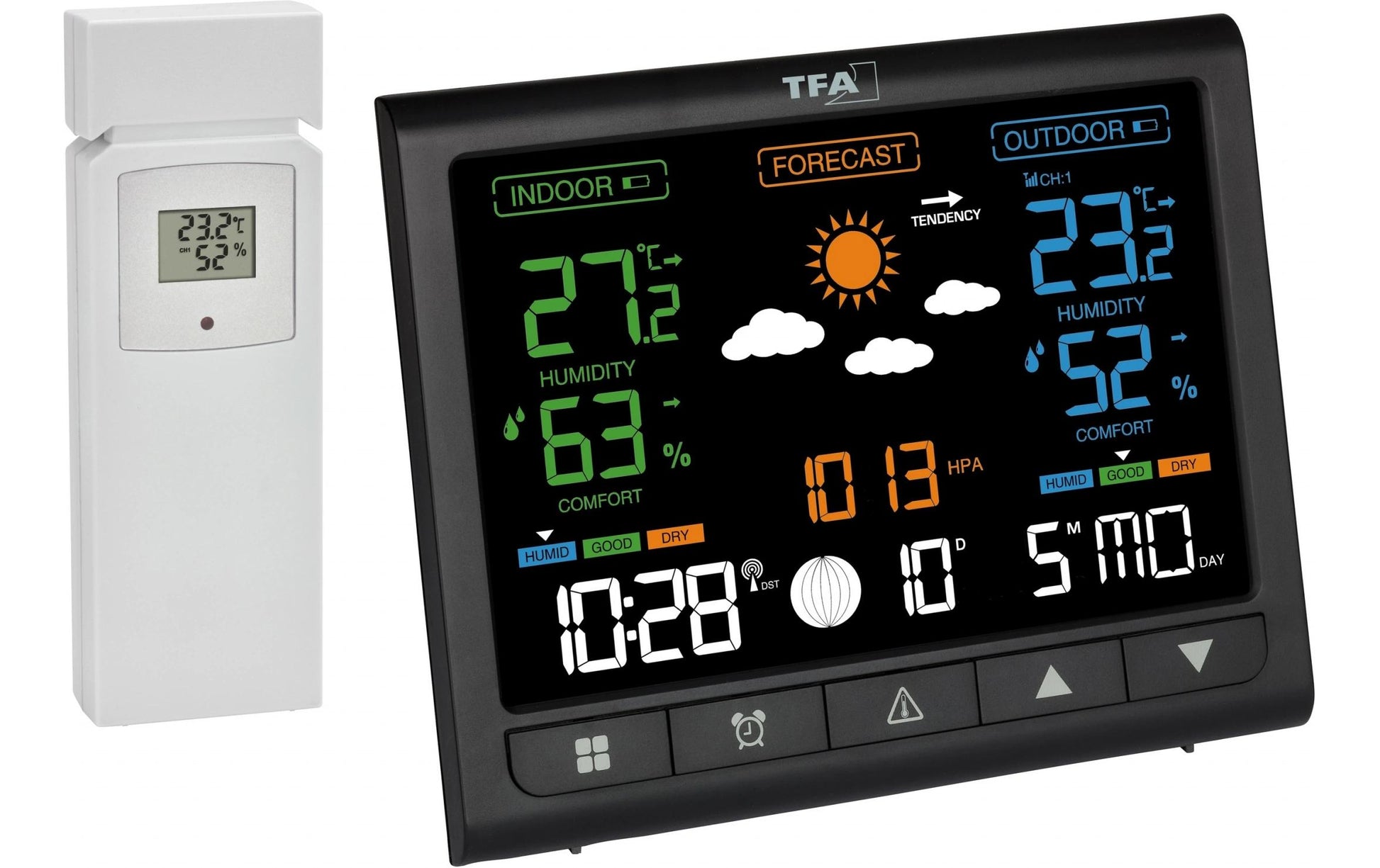 TFA-Dostmann TFA Dostmann CONTRAST – Wetterstation, innen/aussen, Hygrometer & Thermometer, inkl. Aussensensor – schwarz