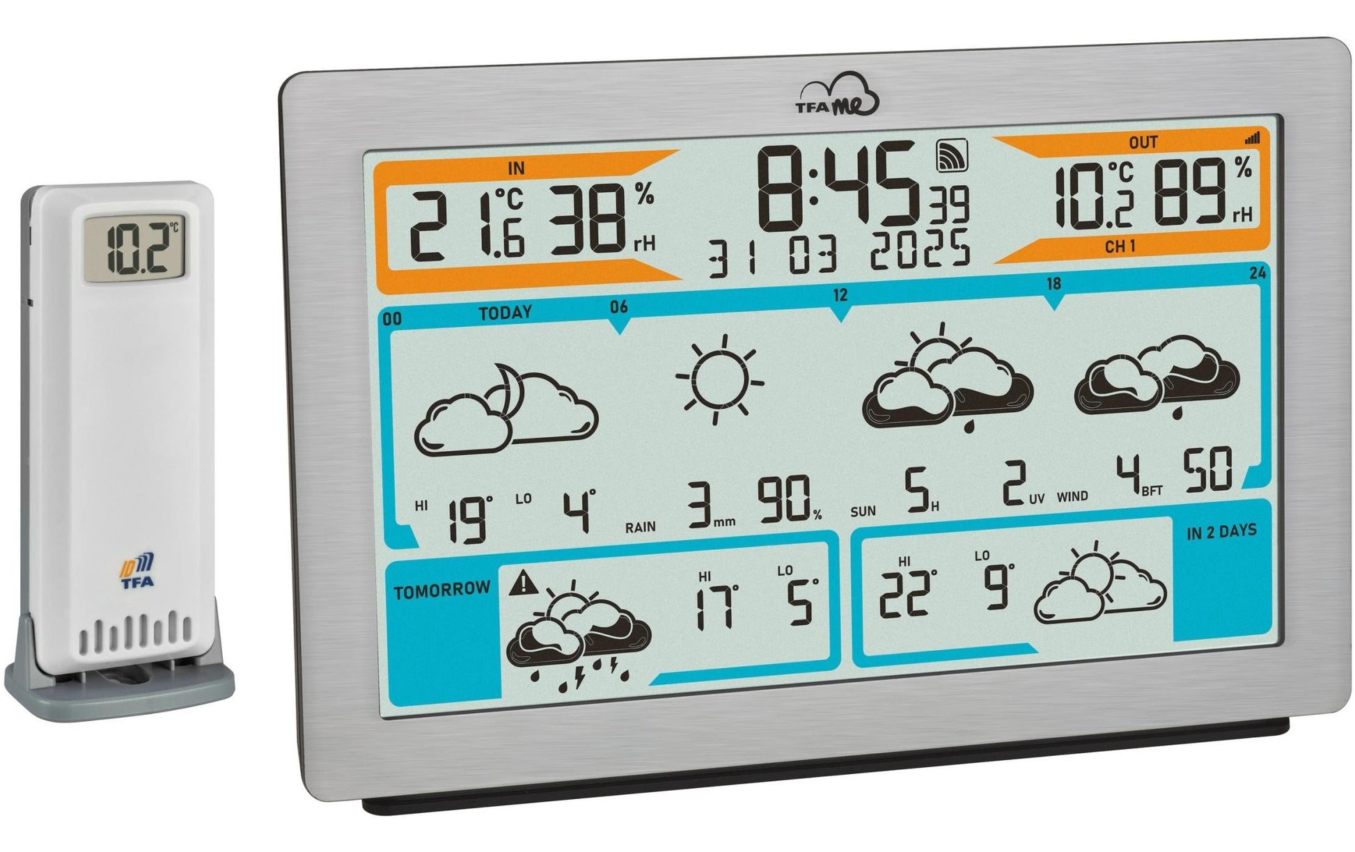 TFA-Dostmann TFA.me ID-02 Sensor-Gateway/Monitor – WLAN, −40–60 °C, 10–99 %, Innen/Aussen