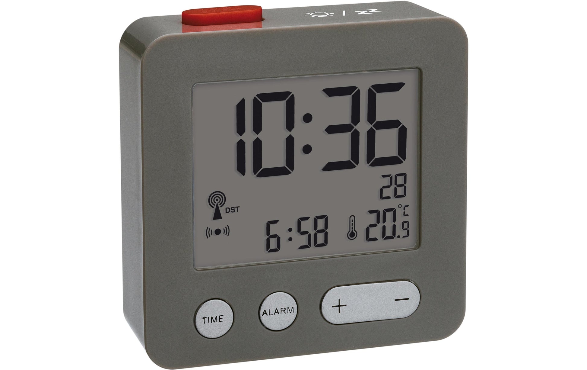 TFA-Dostmann TFA Dostmann Digitalwecker – Funk, Schlummerfunktion, Thermometer, 2,2 × 6,6 × 6,8 cm, Schwarz, Kunststoff