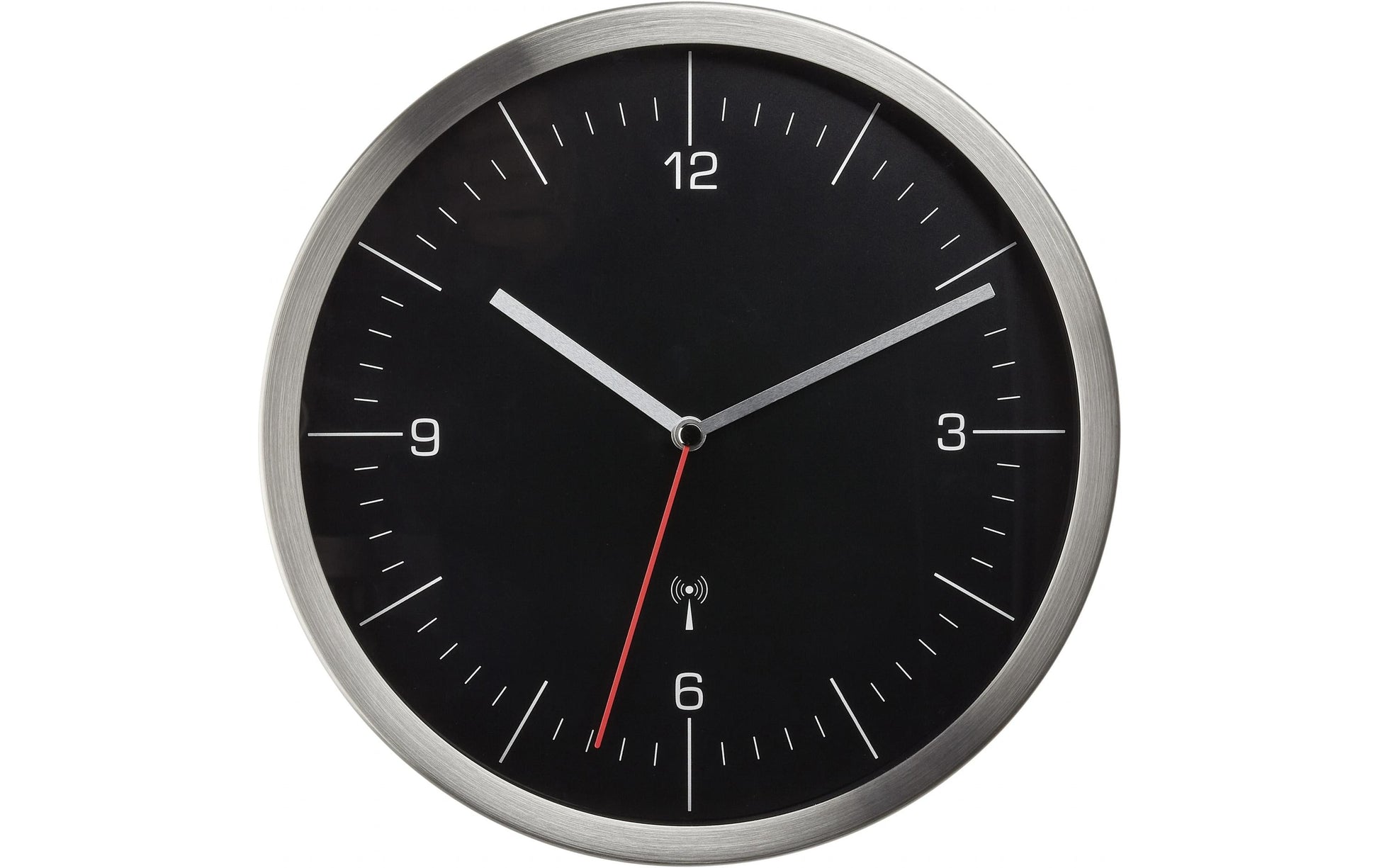 TFA-Dostmann TFA Dostmann Wanduhr – Funk, analog, Ø 24,5 cm, Silber, Edelstahl