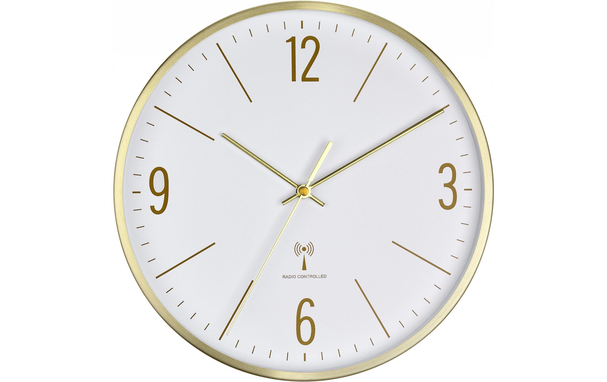 TFA-Dostmann TFA Dostmann Wanduhr – Funk, analog, Ø 30 cm, gold, Metall/Kunststoff