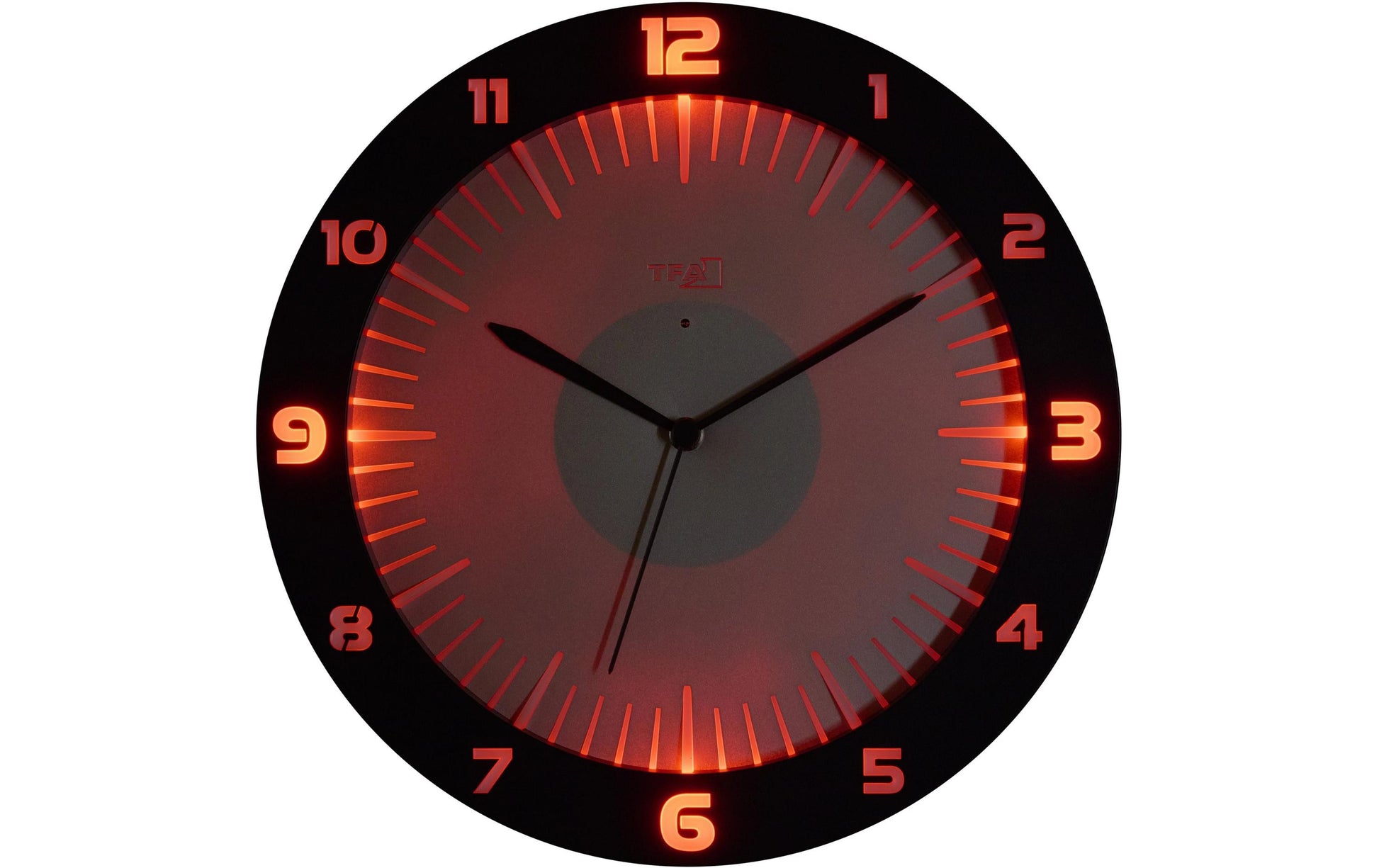 TFA-Dostmann TFA Dostmann LUMOCLOCK Wanduhr – Funk, analog, Licht, USB, Ø 30,3 cm, schwarz, Kunststoff
