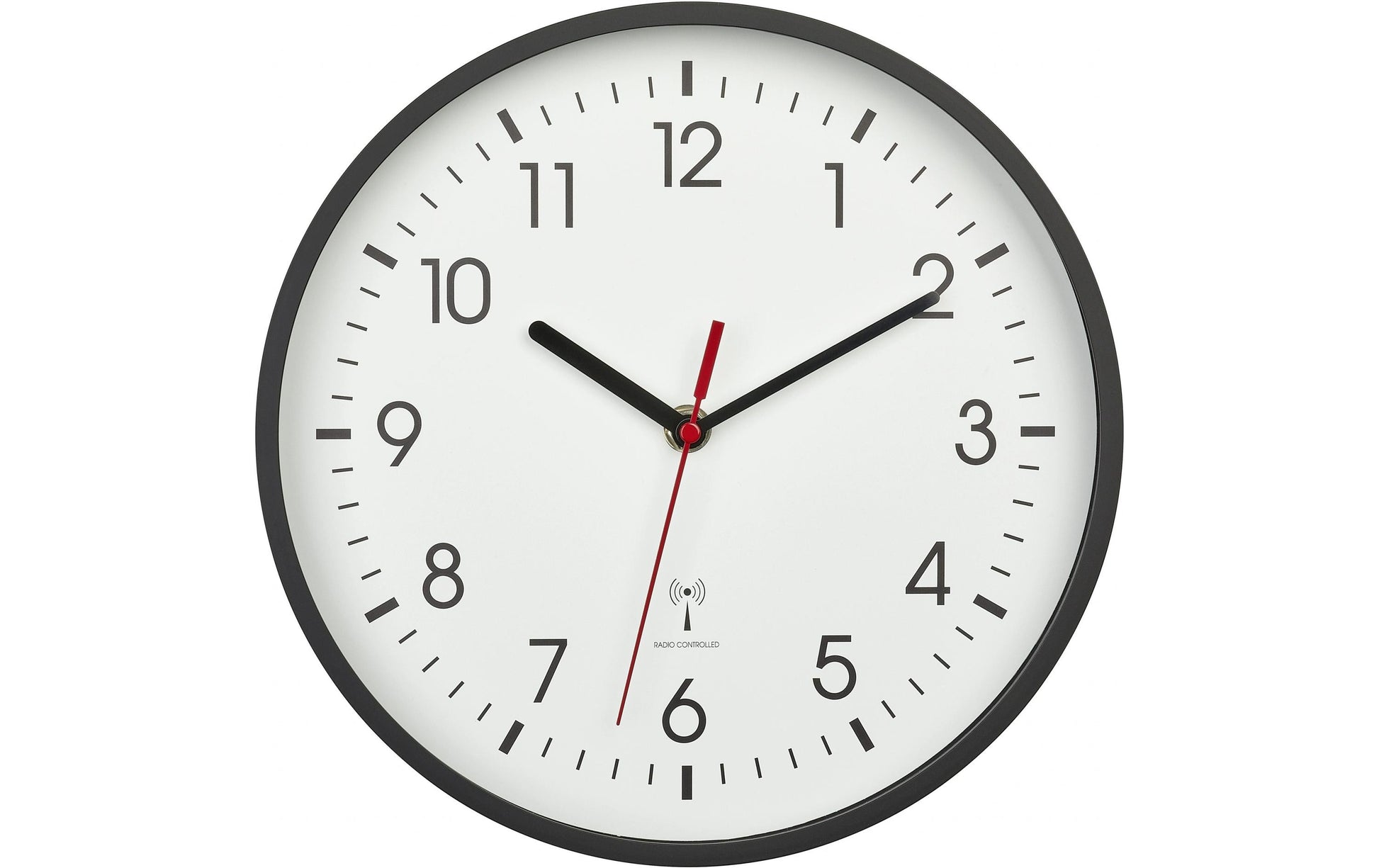 TFA-Dostmann TFA Dostmann Wanduhr – Funk, analog, Ø 24,5 cm, schwarz, Kunststoff/Glas