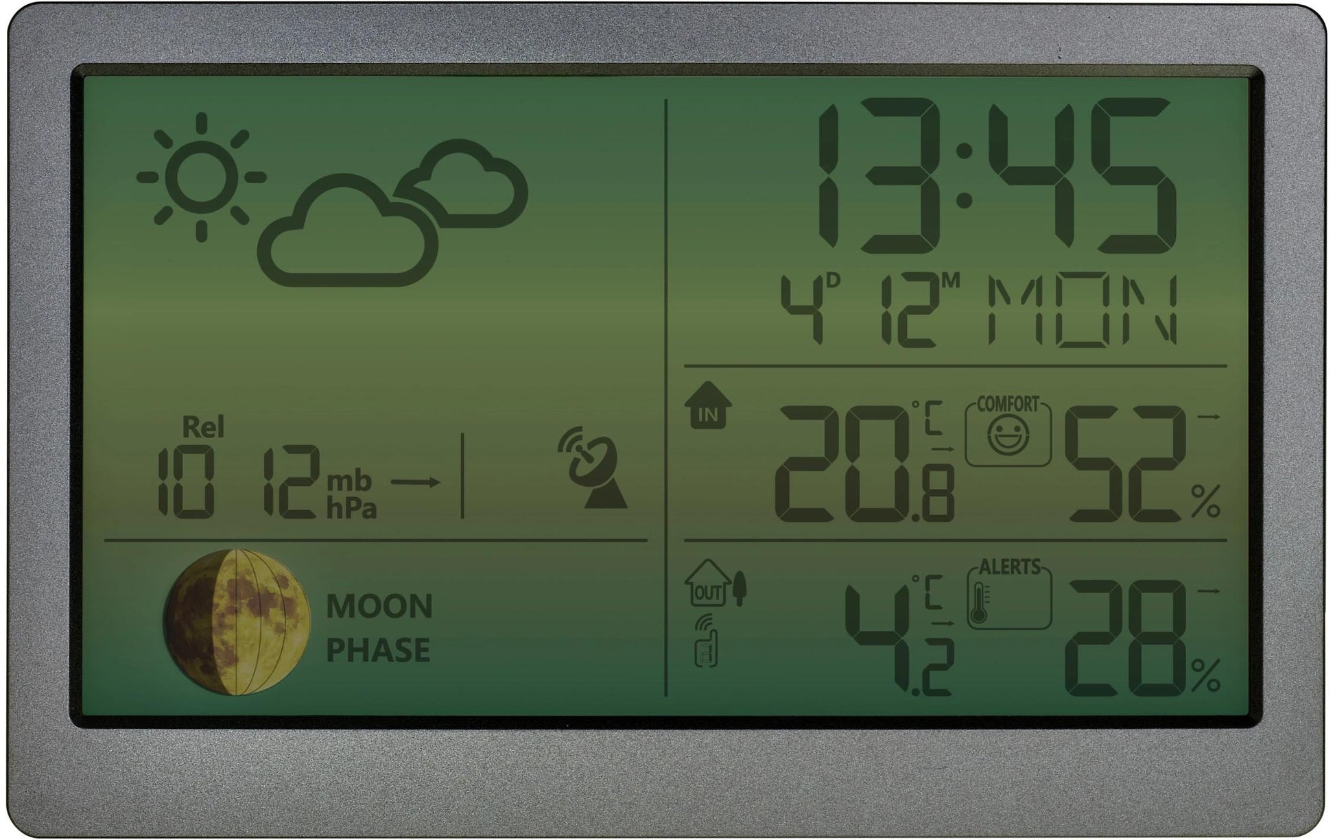 TFA-Dostmann TFA Dostmann Luna Sky – Wetterstation, Funk (433 MHz), innen/aussen, Thermometer & Hygrometer – Silber