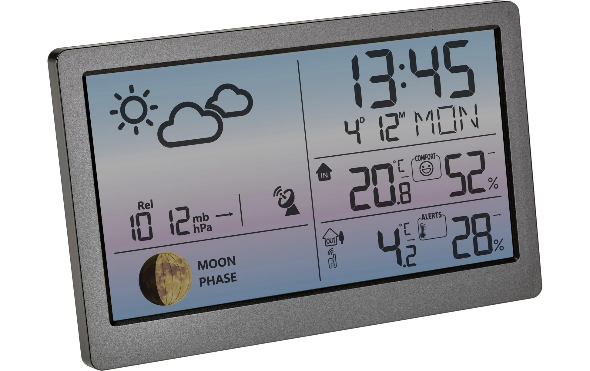 TFA-Dostmann TFA Dostmann Luna Sky – Wetterstation, Funk (433 MHz), innen/aussen, Thermometer & Hygrometer – Silber