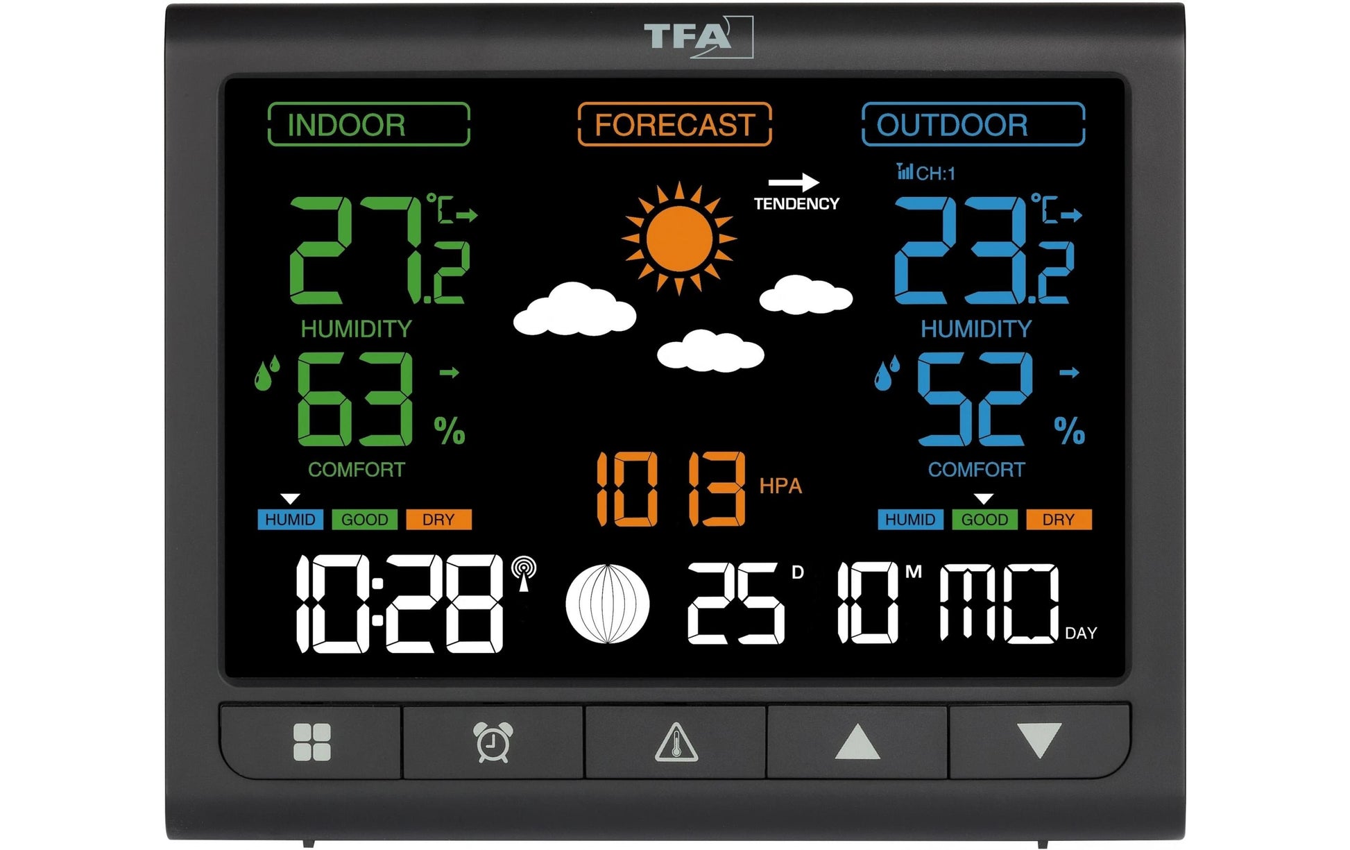 TFA-Dostmann TFA Dostmann CONTRAST – Wetterstation, innen/aussen, Hygrometer & Thermometer, inkl. Aussensensor – schwarz