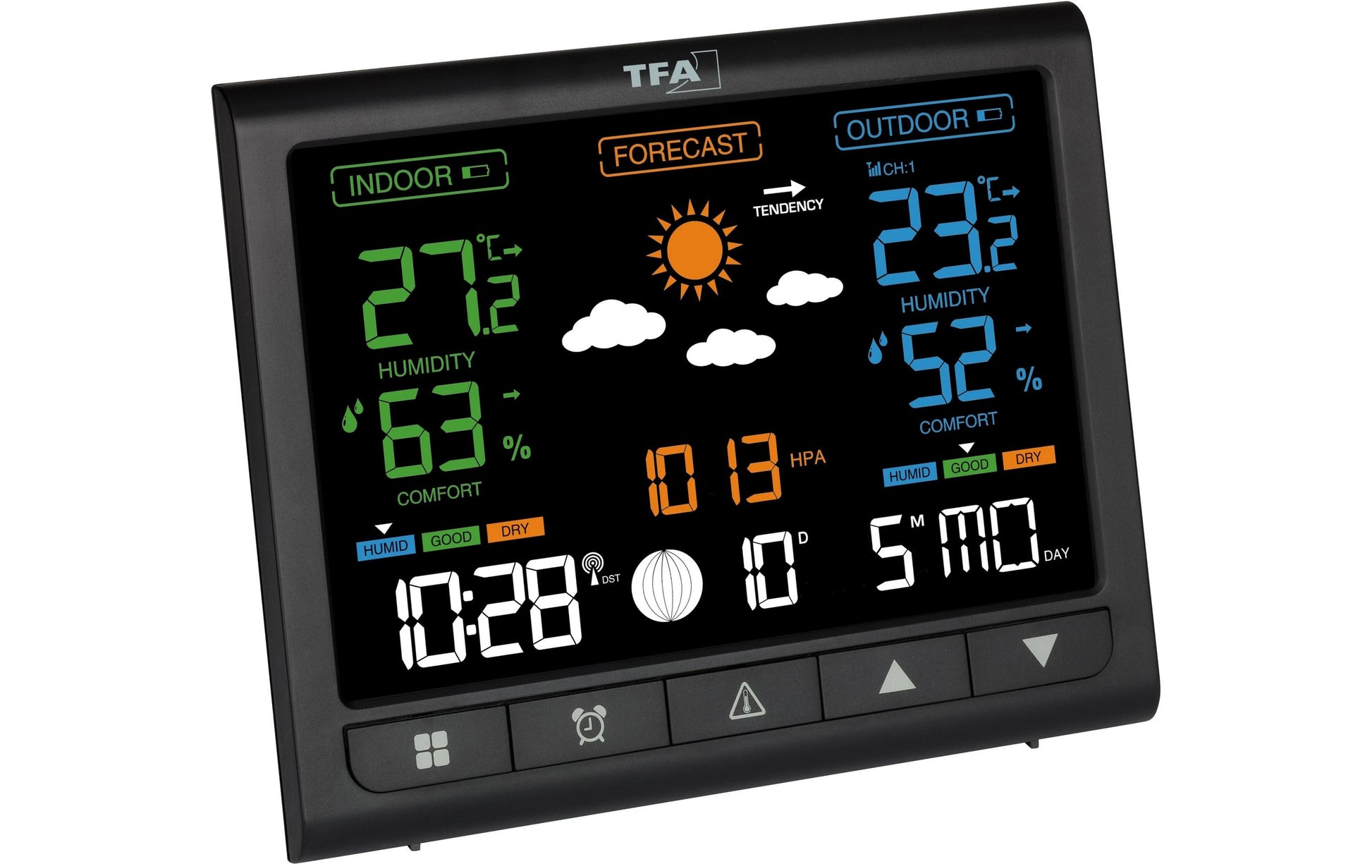 TFA-Dostmann TFA Dostmann CONTRAST – Wetterstation, innen/aussen, Hygrometer & Thermometer, inkl. Aussensensor – schwarz