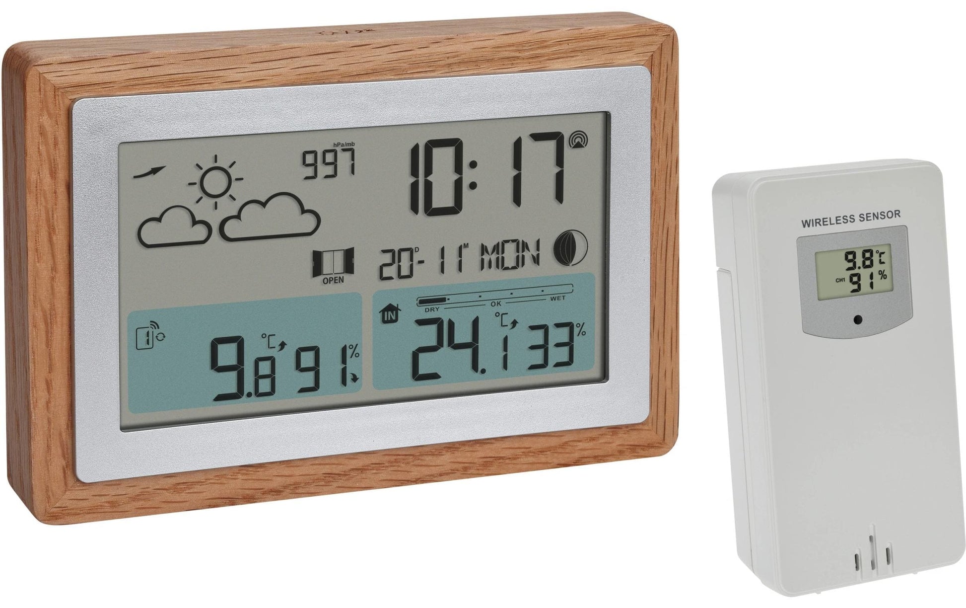 TFA-Dostmann TFA Dostmann OAK – Wetterstation, innen/aussen, Hygrometer & Thermometer, inkl. Aussensensor – braun