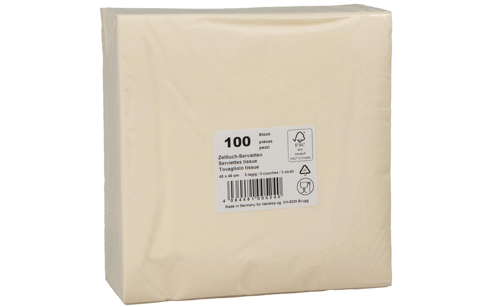Elco Servietten – creme – 40 × 40 cm, 3-lagig – 100 Stück