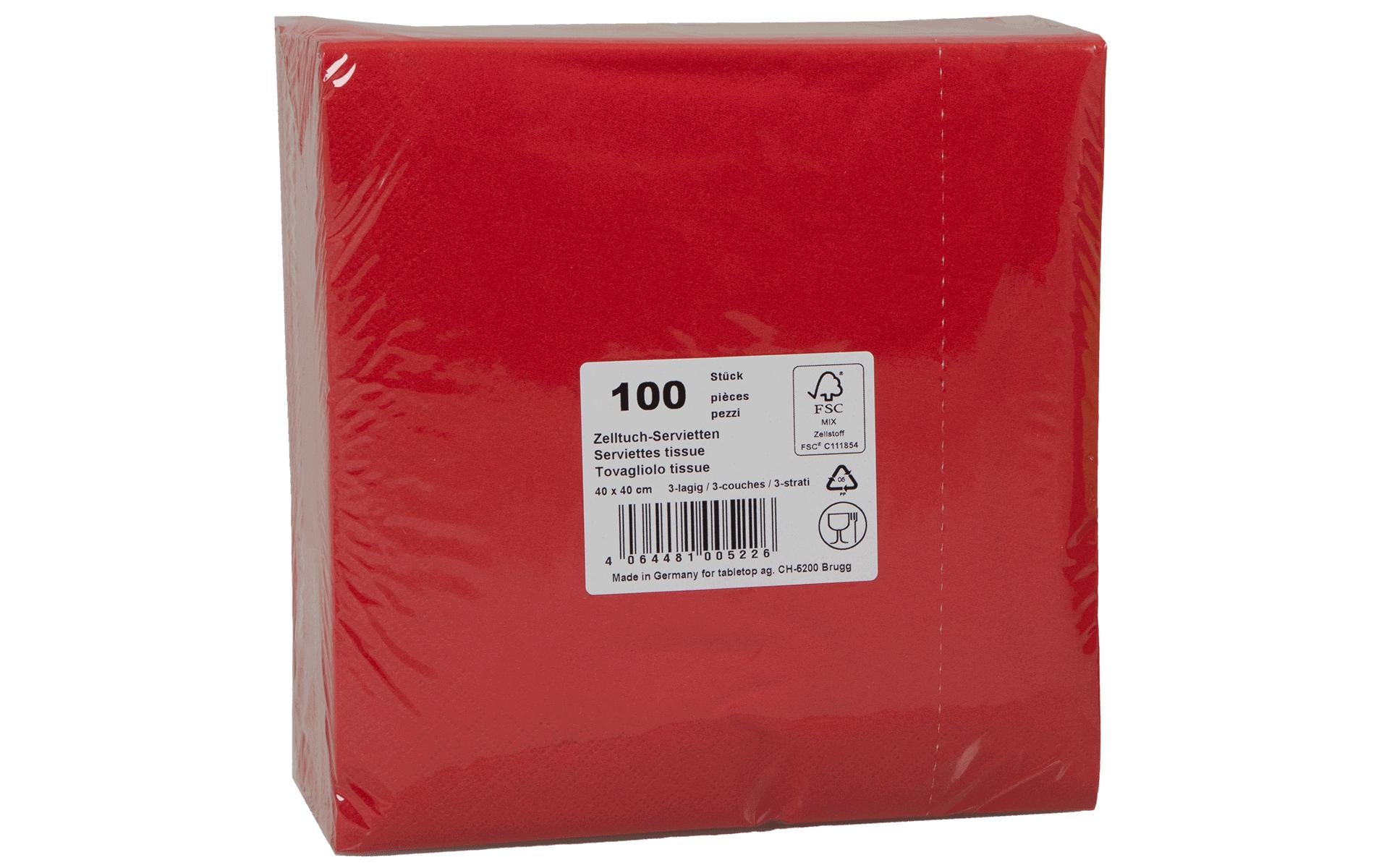 Elco Servietten rot – 40 × 40 cm, 3-lagig – 100 Stück