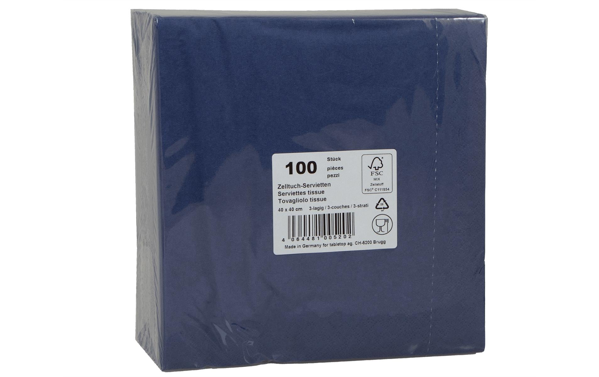 Elco Servietten – blau – 40 × 40 cm, 3-lagig – 100 Stück