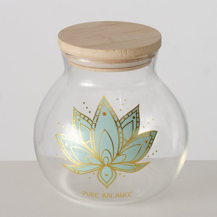 Boltze Vorratsdose 1 l, Ø 13 × 13 cm, Glas/Bambus/Silikon, Transparent