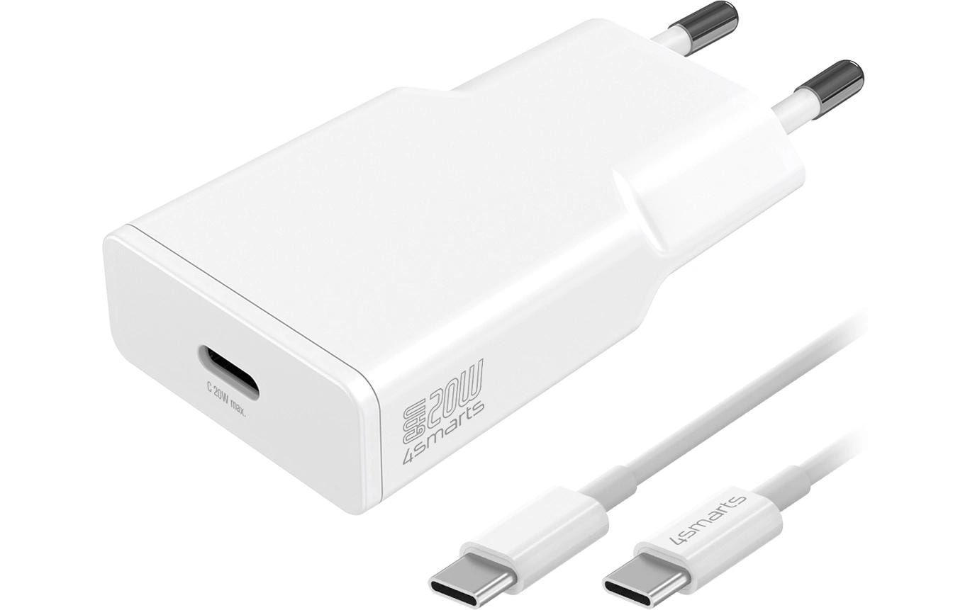4smarts PDPlug Slim USB-Ladegerät 20 W – USB-C×1 – QC 3.0, GaN – Weiss