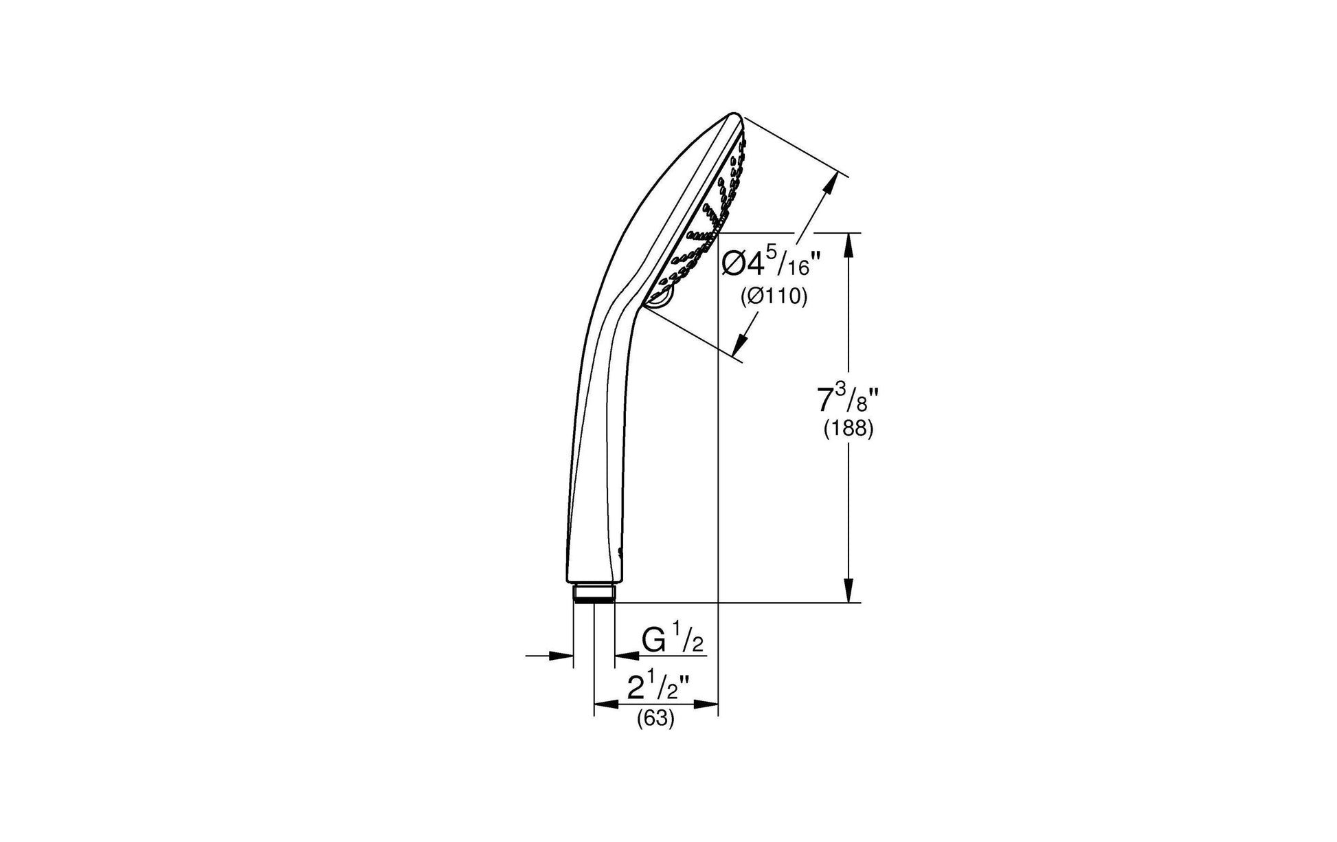 GROHE Handbrause Euphoria 110 Massage – Ø11 cm, Kunststoff, Anschluss 1/2", Chrom