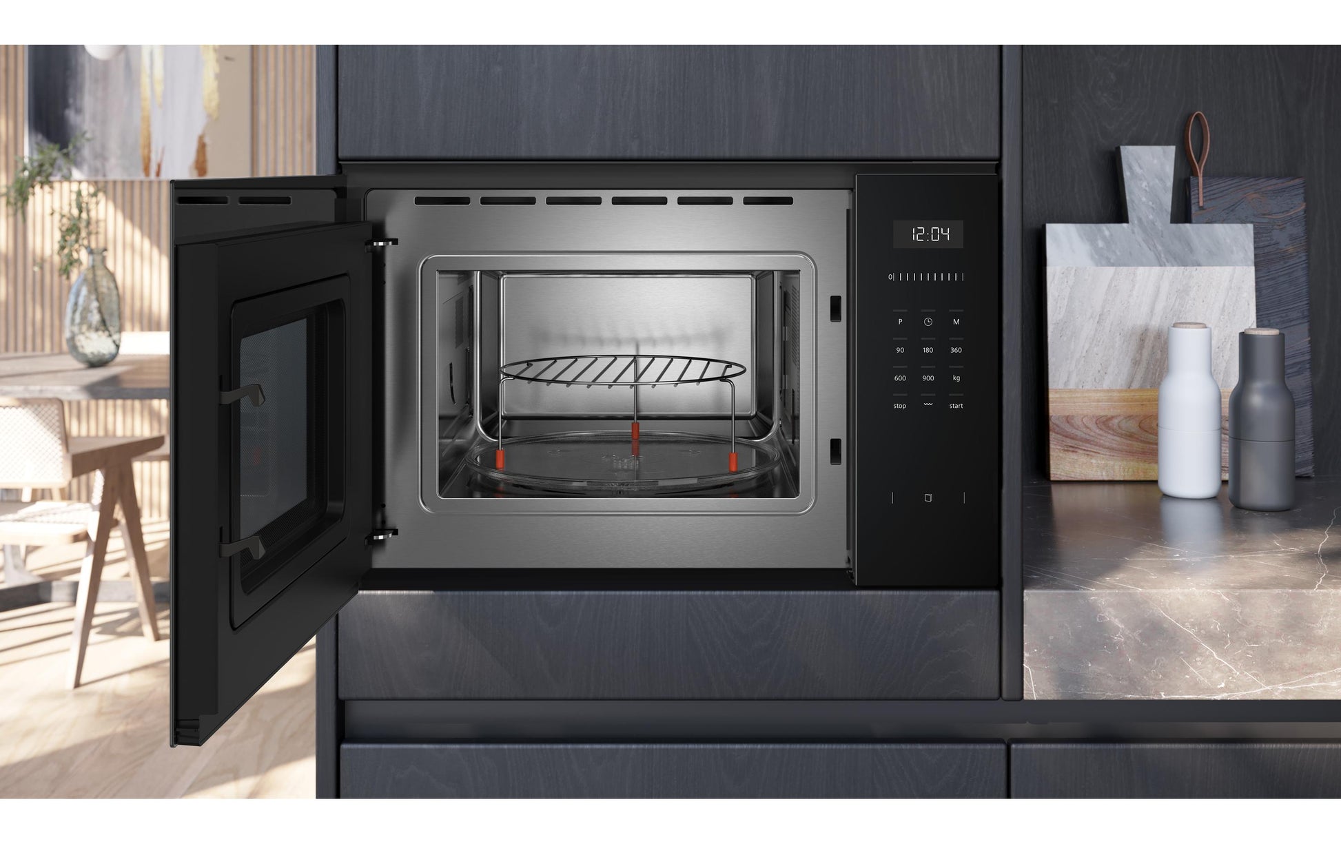 Siemens Einbau-Mikrowelle BE555LMB1C – 25 l, Grill & Heissluft, 900 W – Edelstahl
