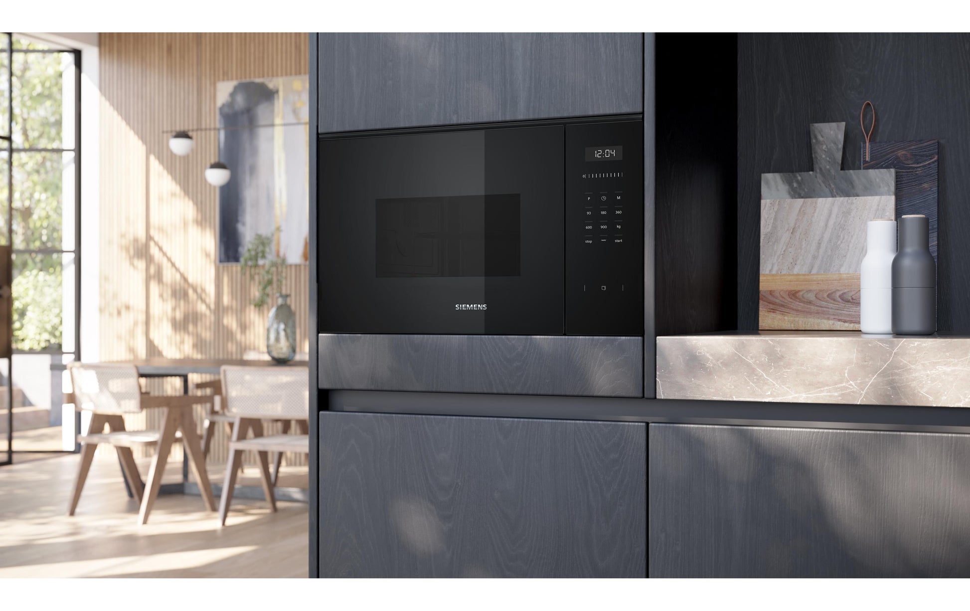 Siemens Einbau-Mikrowelle BE555LMB1C – 25 l, Grill & Heissluft, 900 W – Edelstahl