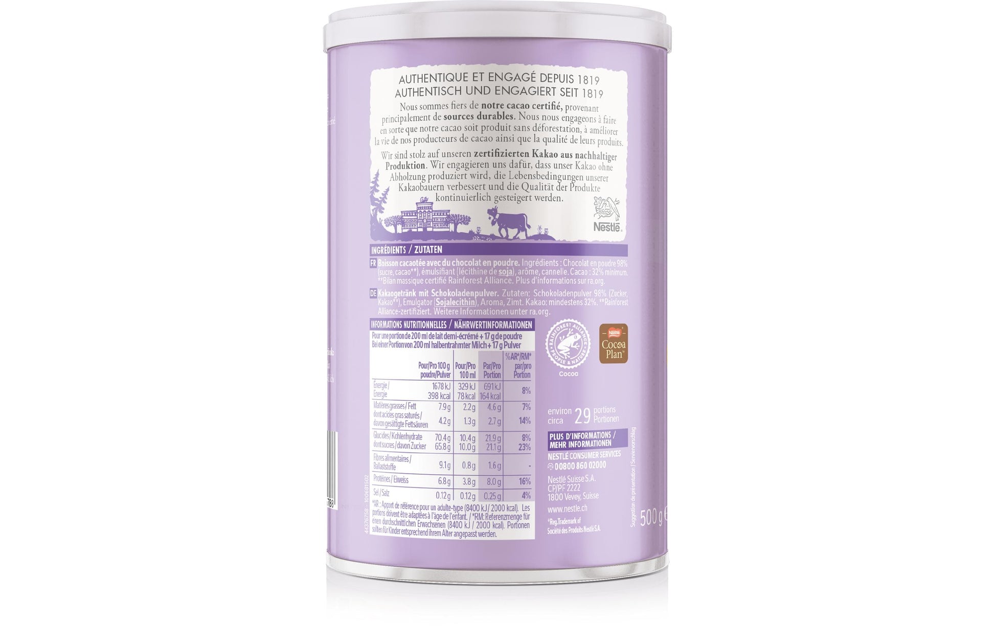 Cailler Trinkschokolade Schokoladenpulver – 500 g