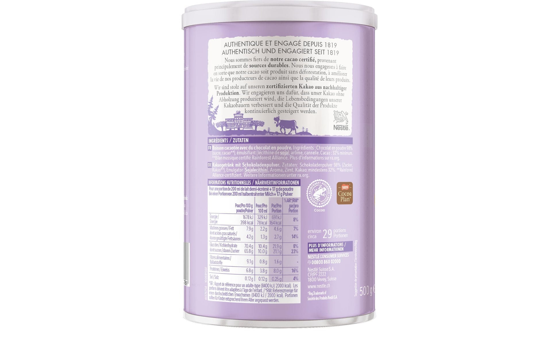 Cailler Trinkschokolade Schokoladenpulver – 500 g