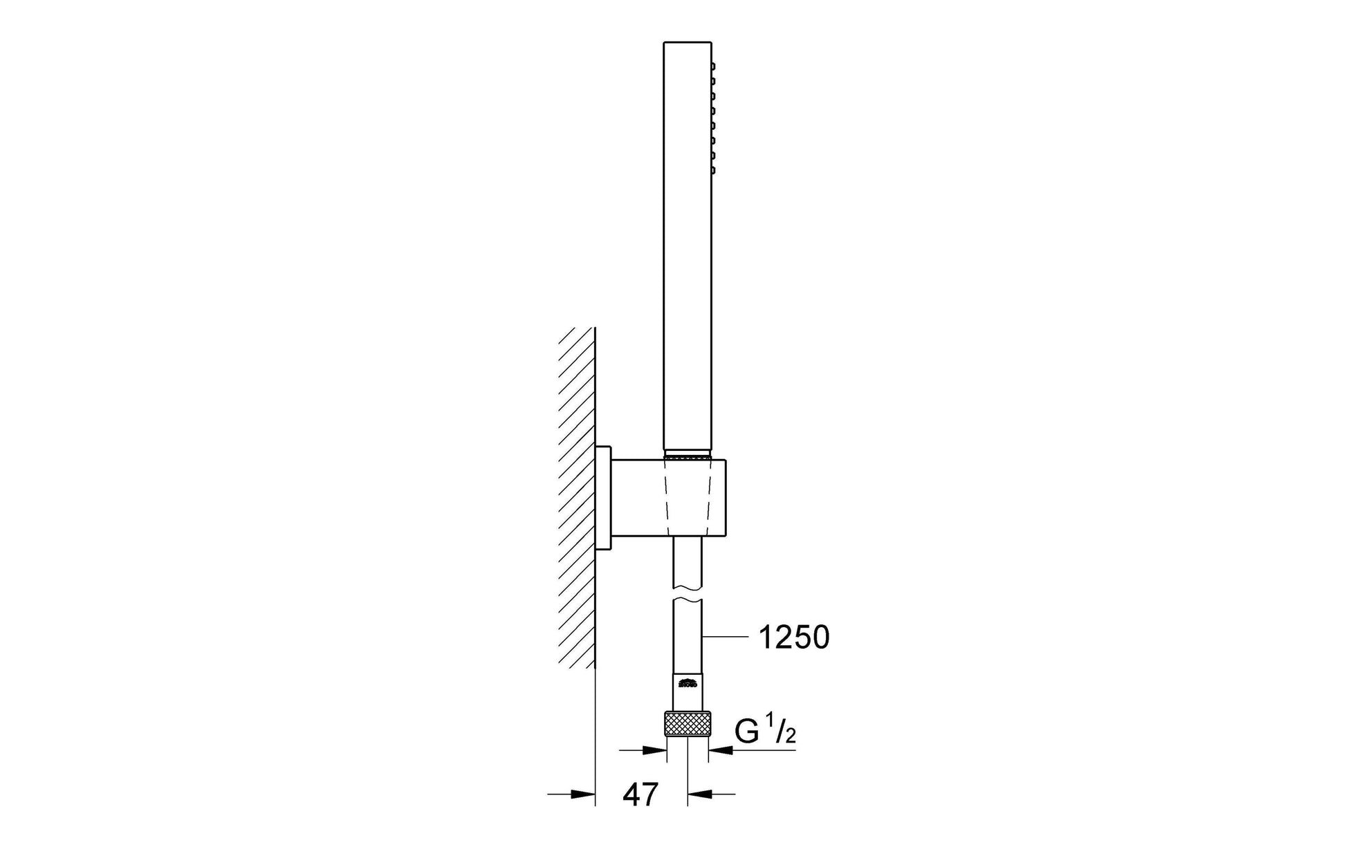 GROHE Handbrause Euphoria Cube Stick – 125 cm Schlauch, Kunststoff, Wandmontiert, Chrom