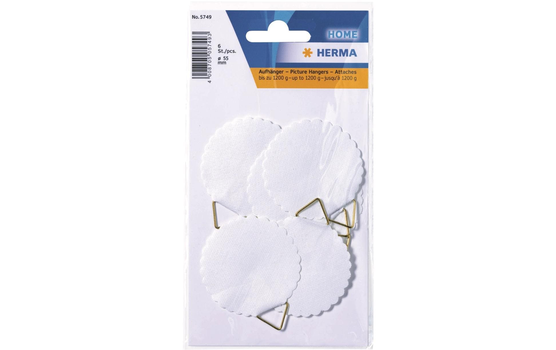 HERMA Bildaufhänger – Ø 45 mm, weiss, Papier/Draht, 6er-Pack