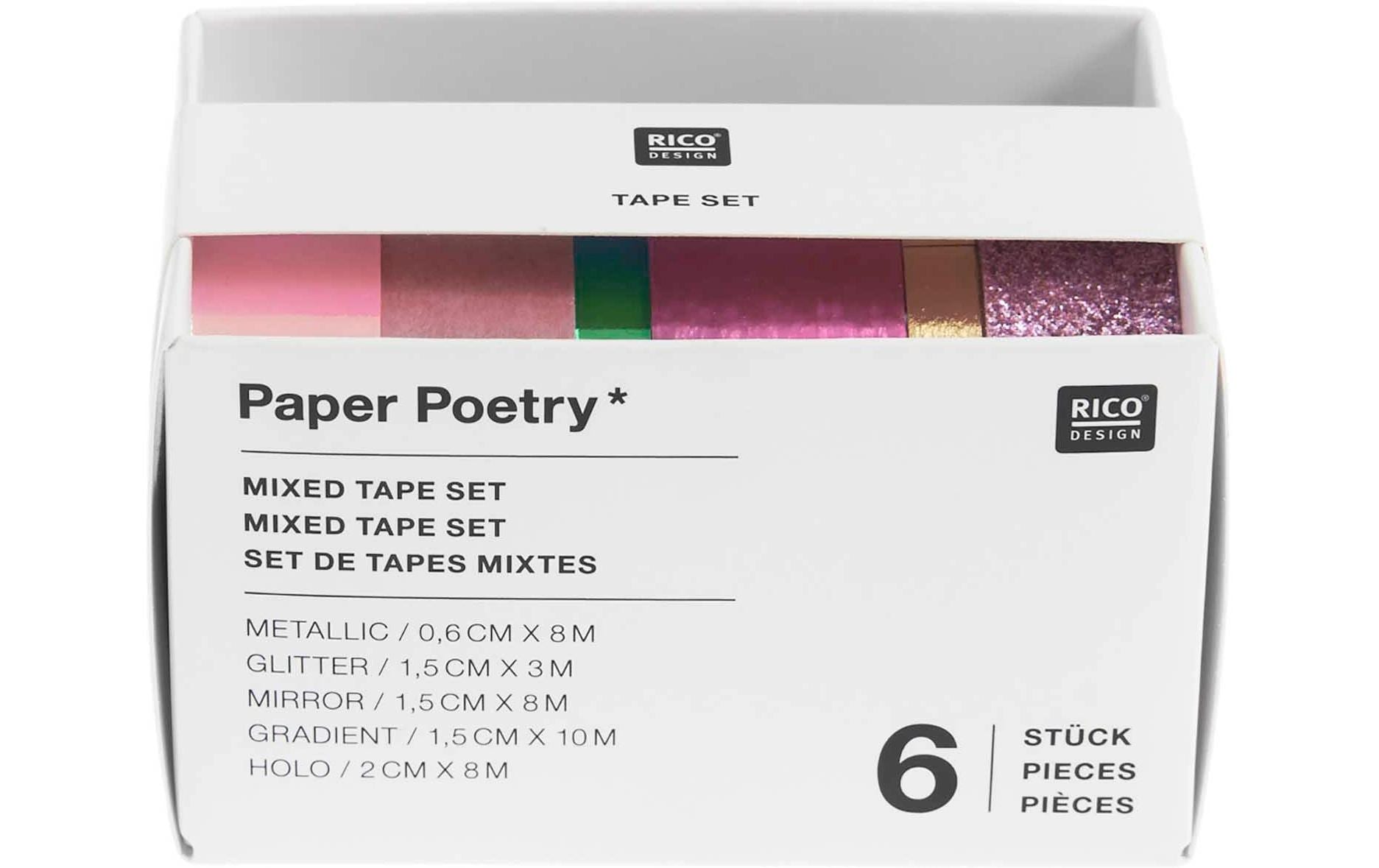 Rico Design Washi Tape Set – mehrfarbig, Papier, holografisch, wiederablösbar, 6 Rollen