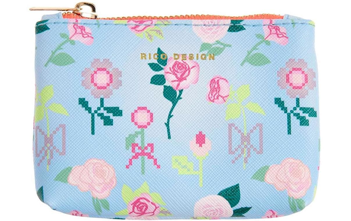 Rico Design La Vie en Rose – Schlamperetui, Mehrfarbig, Polyester, 7,5 × 10,5 × 1,6 cm