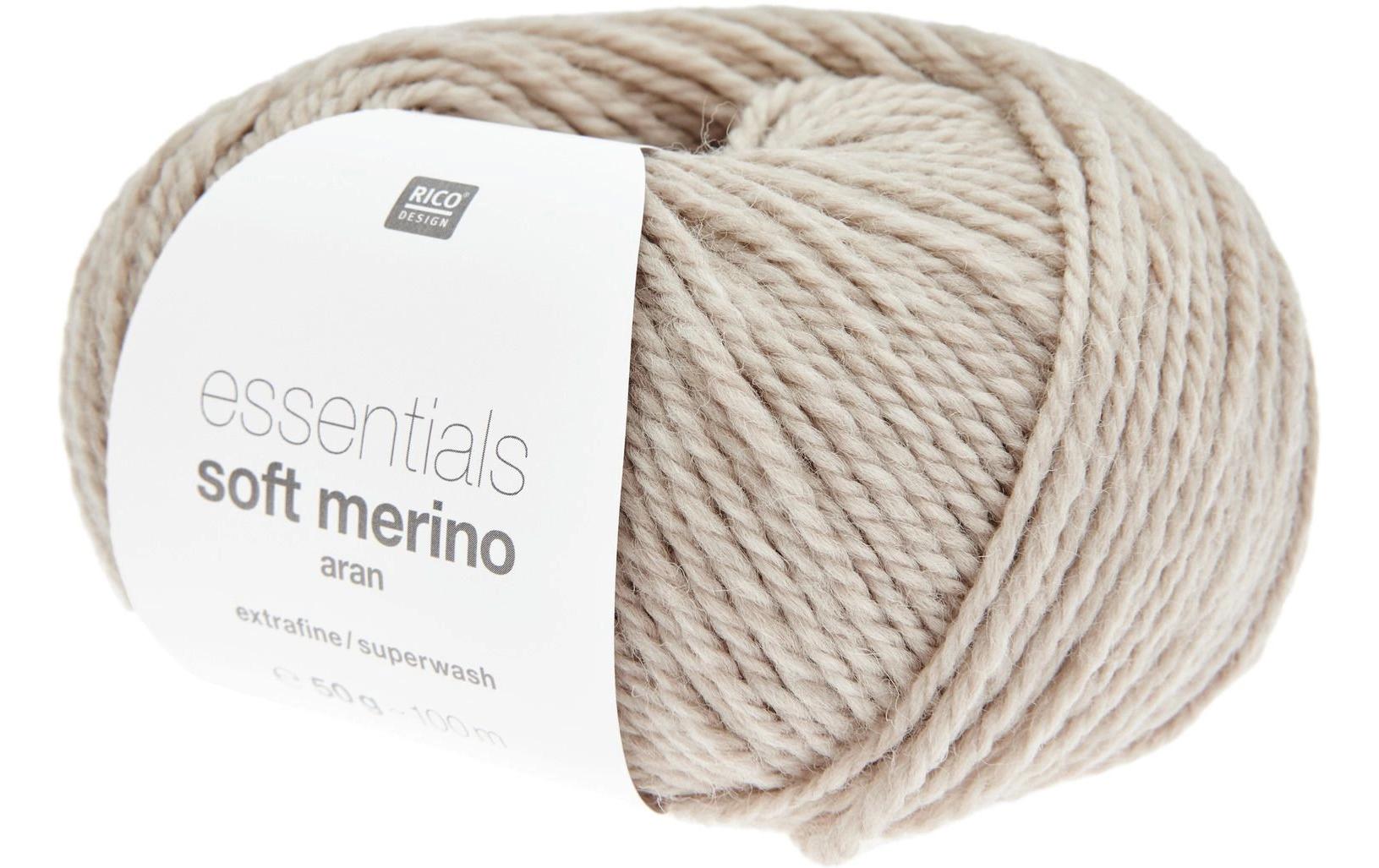 Rico Design Essentials Soft Merino Wolle Aran Camel – 50 g, 100 m, Nadel 5 mm, 100% Schurwolle (Superwash)