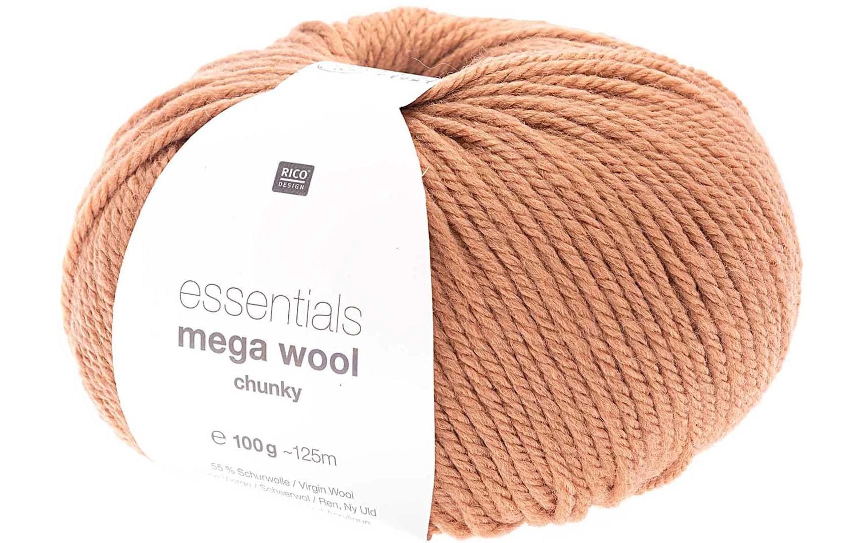 Rico Design Essentials Mega Wool Chunky Wolle Altrosa – 100 g, 125 m, Nadel 6 mm, 55% Schurwolle/45% Polyacryl