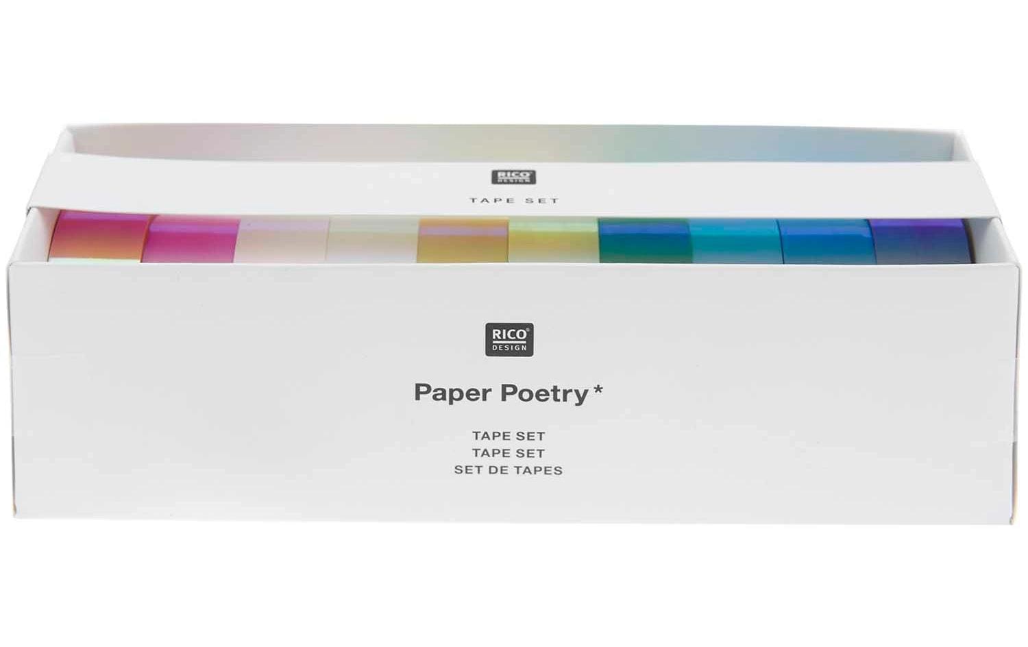 Rico Design Washi Tape Spiegel Regenbogen – 15 mm × 5 m, mehrfarbig, holografisch – 10 Rollen, Papier