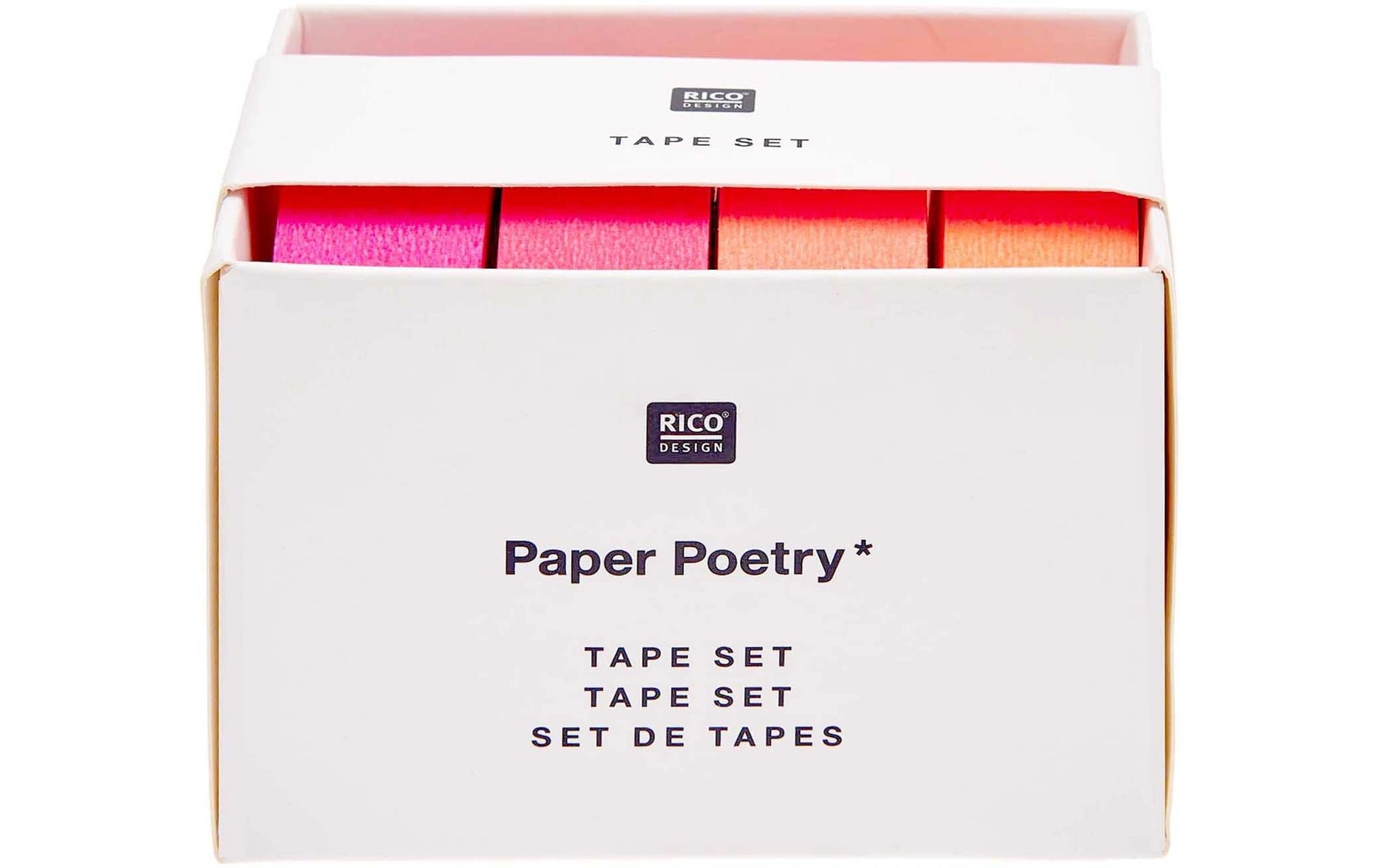Rico Design Washi Tape – 15 mm × 10 m, neonorange, pink, rot – 4 Rollen, Papier, entfernbar, FSC Mix