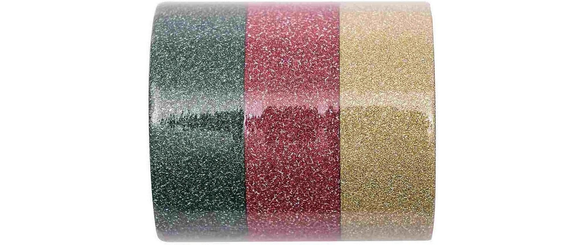 Rico Design Washi Tape Set – 15 mm × 10 m, gold, grün, rot, Papier, holografisch, wiederablösbar, 3 Rollen