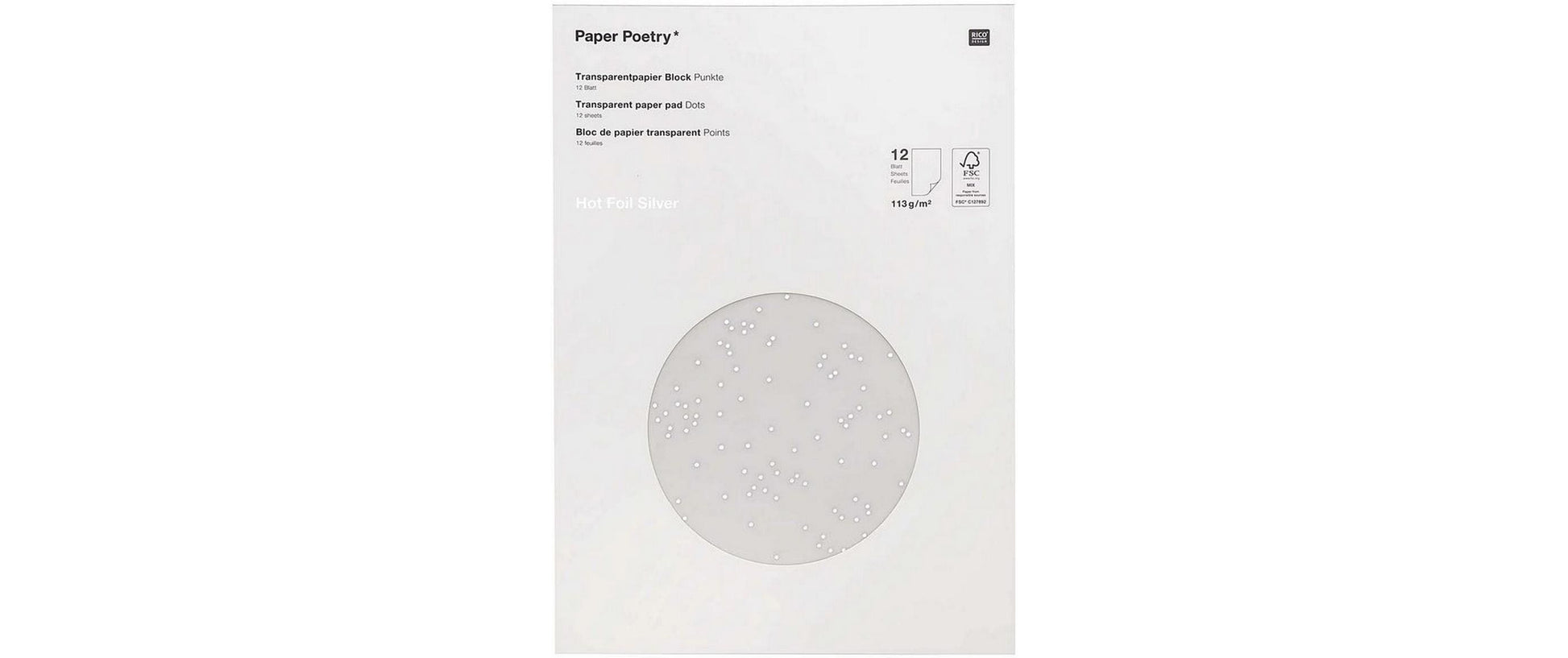 Rico Design Transparentpapier – A4, 113 g/m², silber, 12 Blatt