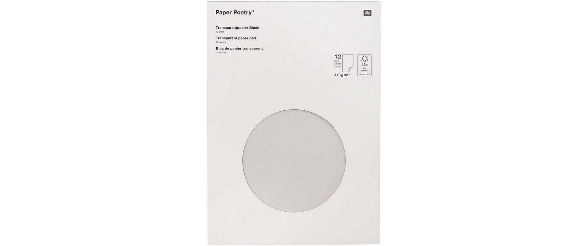Rico Design Transparentpapier Block Paper Poetry – A4, 113 g/m², 12 Blatt