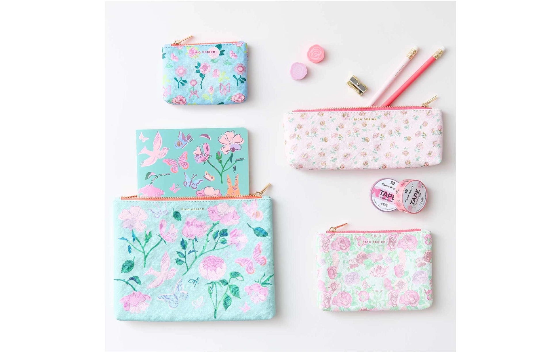 Rico Design Schlamperetui, Schleifen, Rosa, Polyester, 20 × 6,5 × 1,6 cm