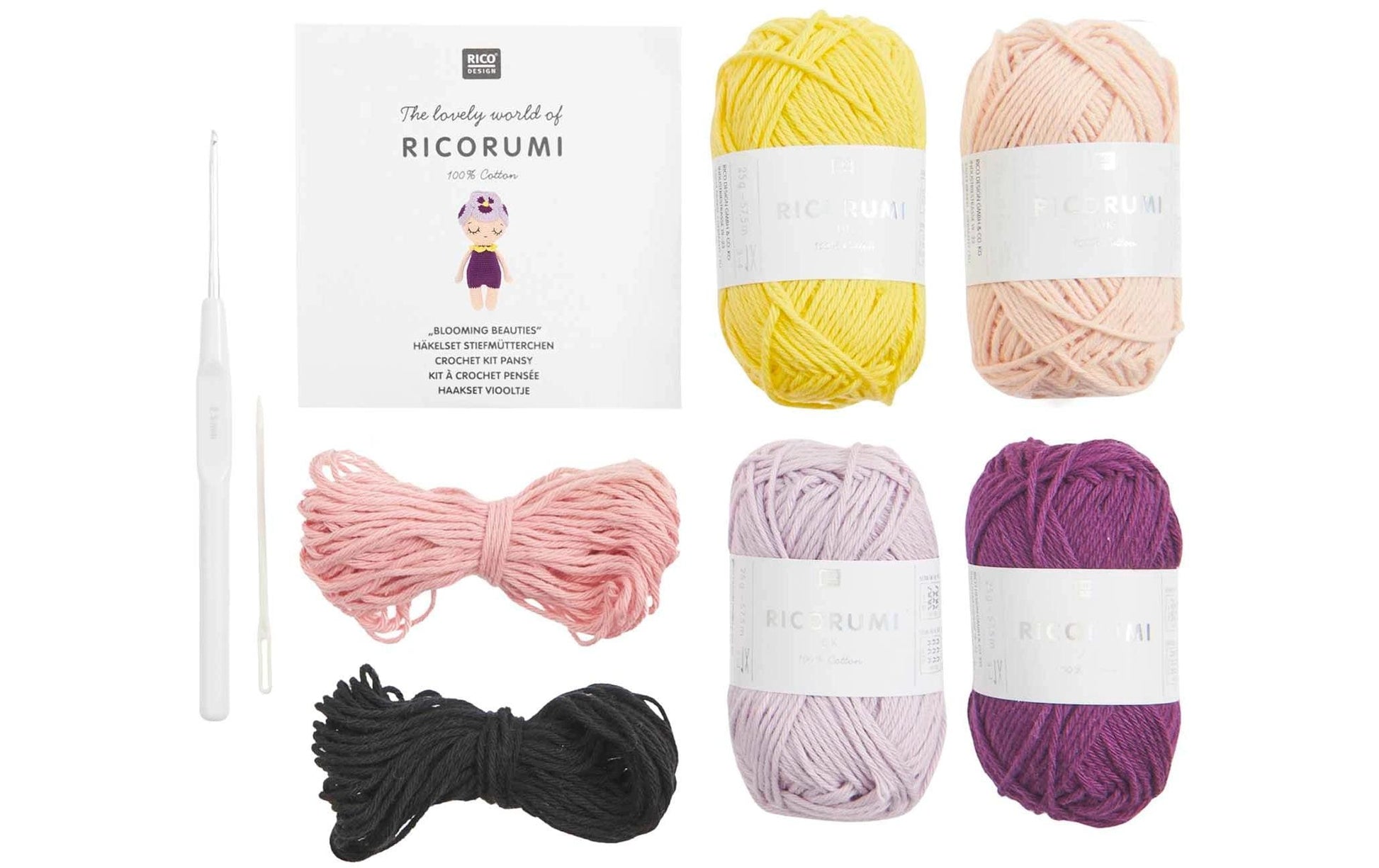 Rico Design Ricorumi Häkelset Blooming Beauties – 7 Stk., Mehrfarbig