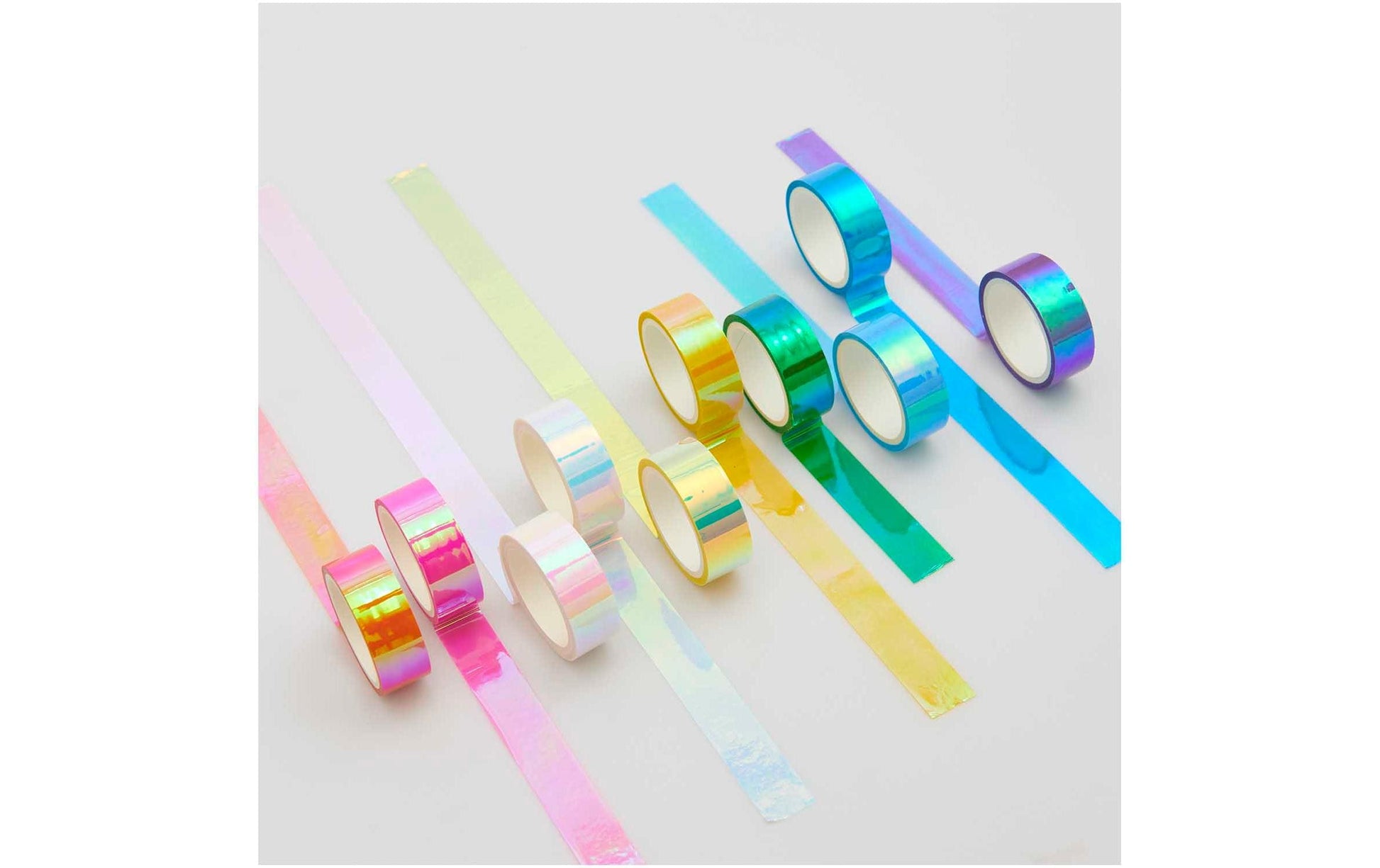 Rico Design Washi Tape Spiegel Regenbogen – 15 mm × 5 m, mehrfarbig, holografisch – 10 Rollen, Papier